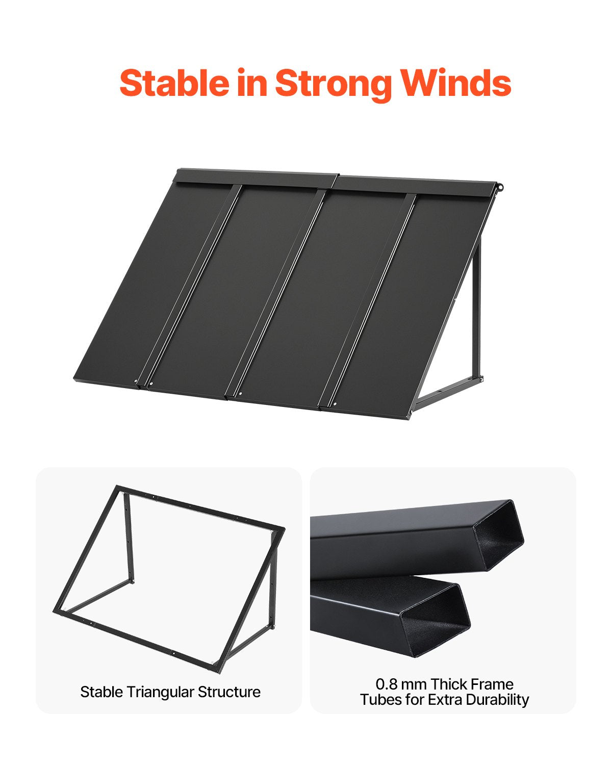 Fixed Metal Awning 44x24" Triangle Steel Frame Window Door Canopy Rain Sun Snow