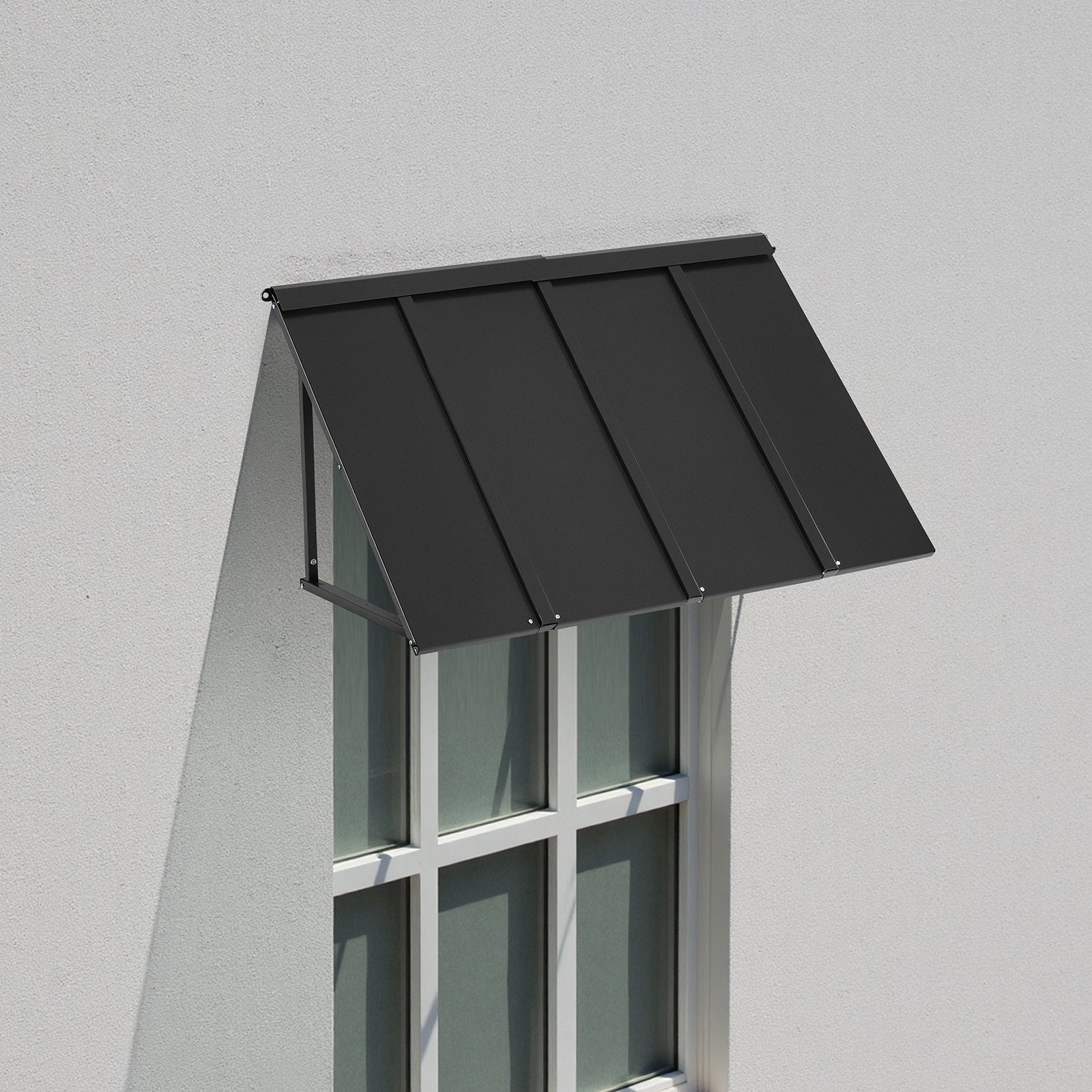 Fixed Metal Awning 44x24" Triangle Steel Frame Window Door Canopy Rain Sun Snow