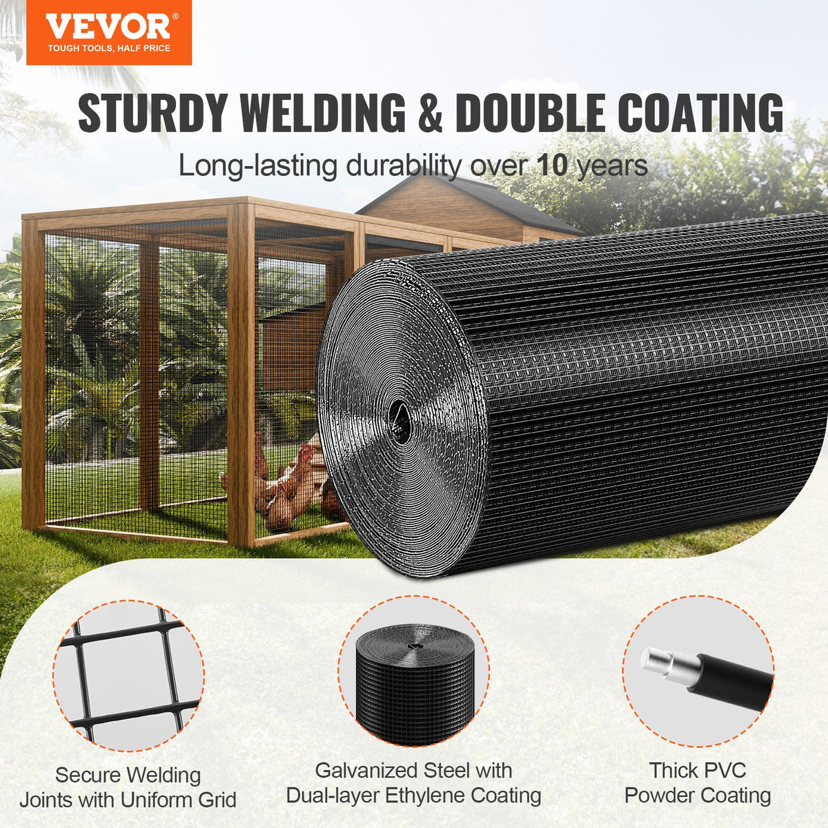 Hardware Cloth 24in x 100ft Galvanized 19 Gauge Vinyl Coated Wire Mesh Roll