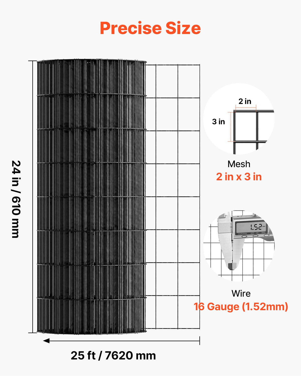 Hardware Cloth 61cm x 7.62m, 2 x 3 in Mesh, 16 Gauge Galvanized Wire Roll