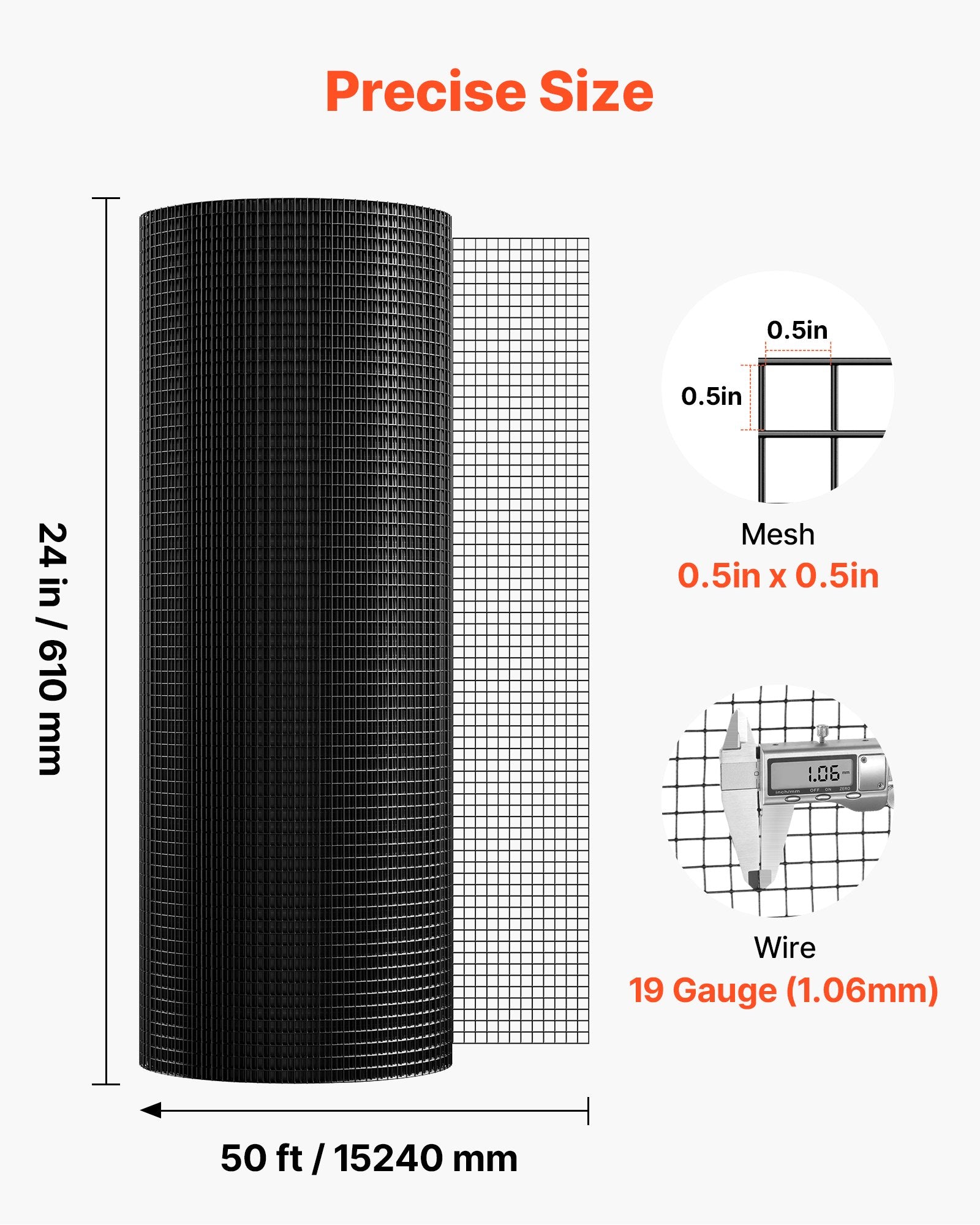 Hardware Cloth 1/2in 19G Galvanized Mesh 61cm x 15.2m vinyl chicken fence