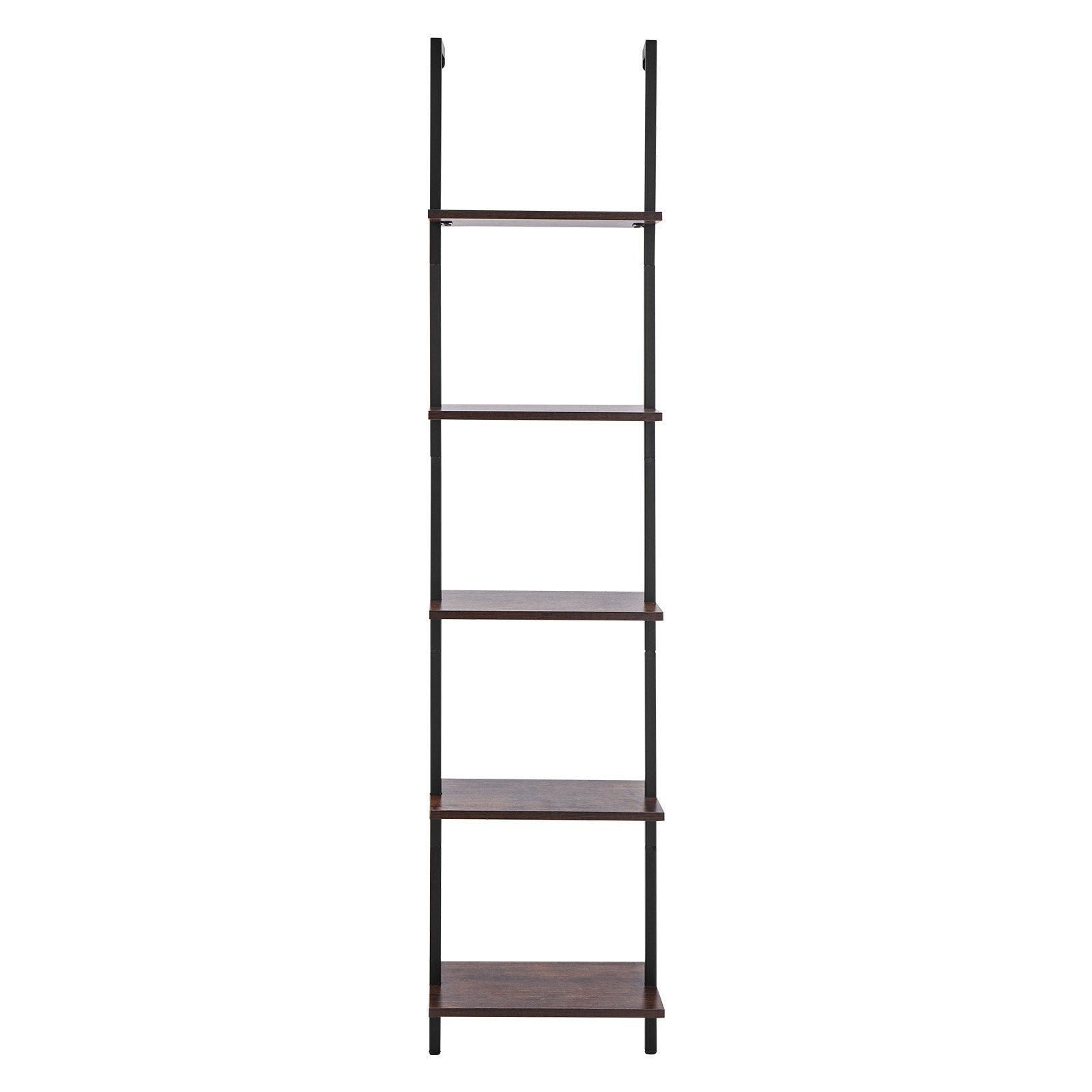 Ladder Shelf 5-Tier Bookshelf 15.6x11.8in Wall-Mounted Metal Storage Rack Black