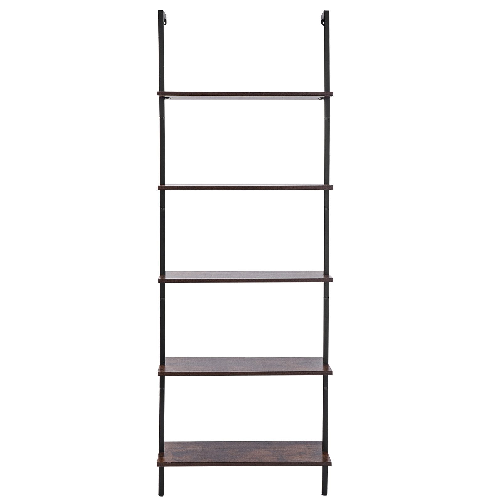 Ladder Shelf 5-Tier Bookshelf 24x11.8in Wall-Mounted Metal Storage Rack Black