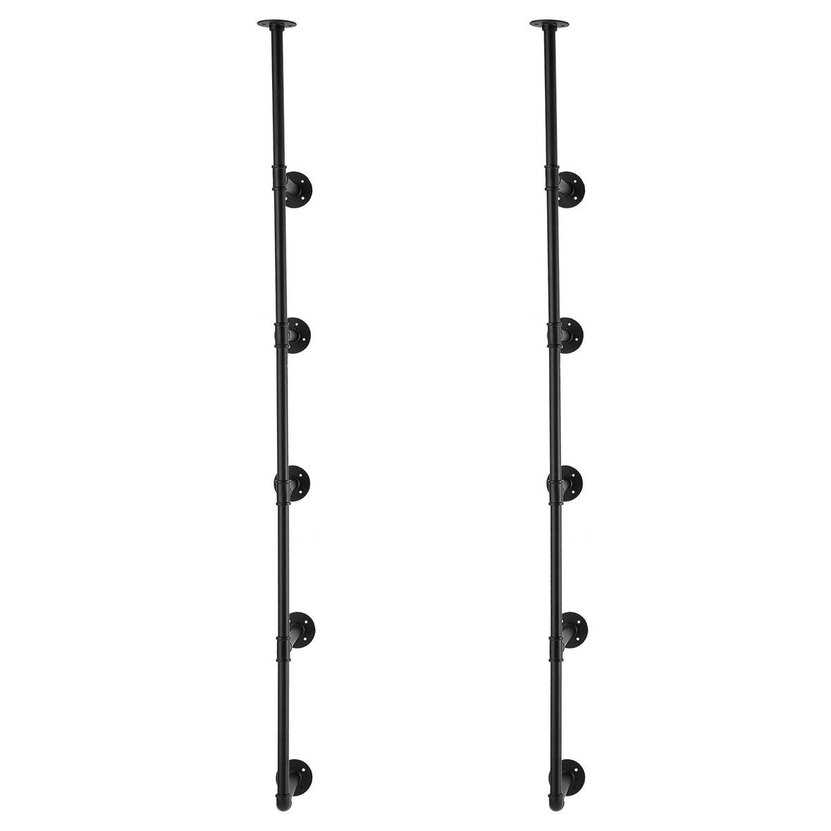 Industrial Pipe Shelf 5 Tier 2PCS 9.84in Wall-Mount RusticWood Bracket No Planks