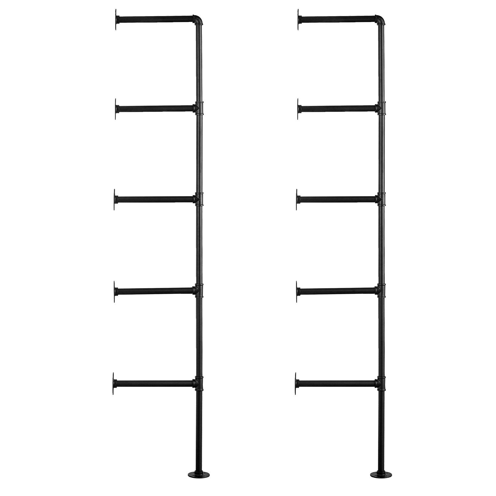 Industrial Pipe Shelf 5 Tier 2PCS 9.84in Wall-Mount RusticWood Bracket No Planks