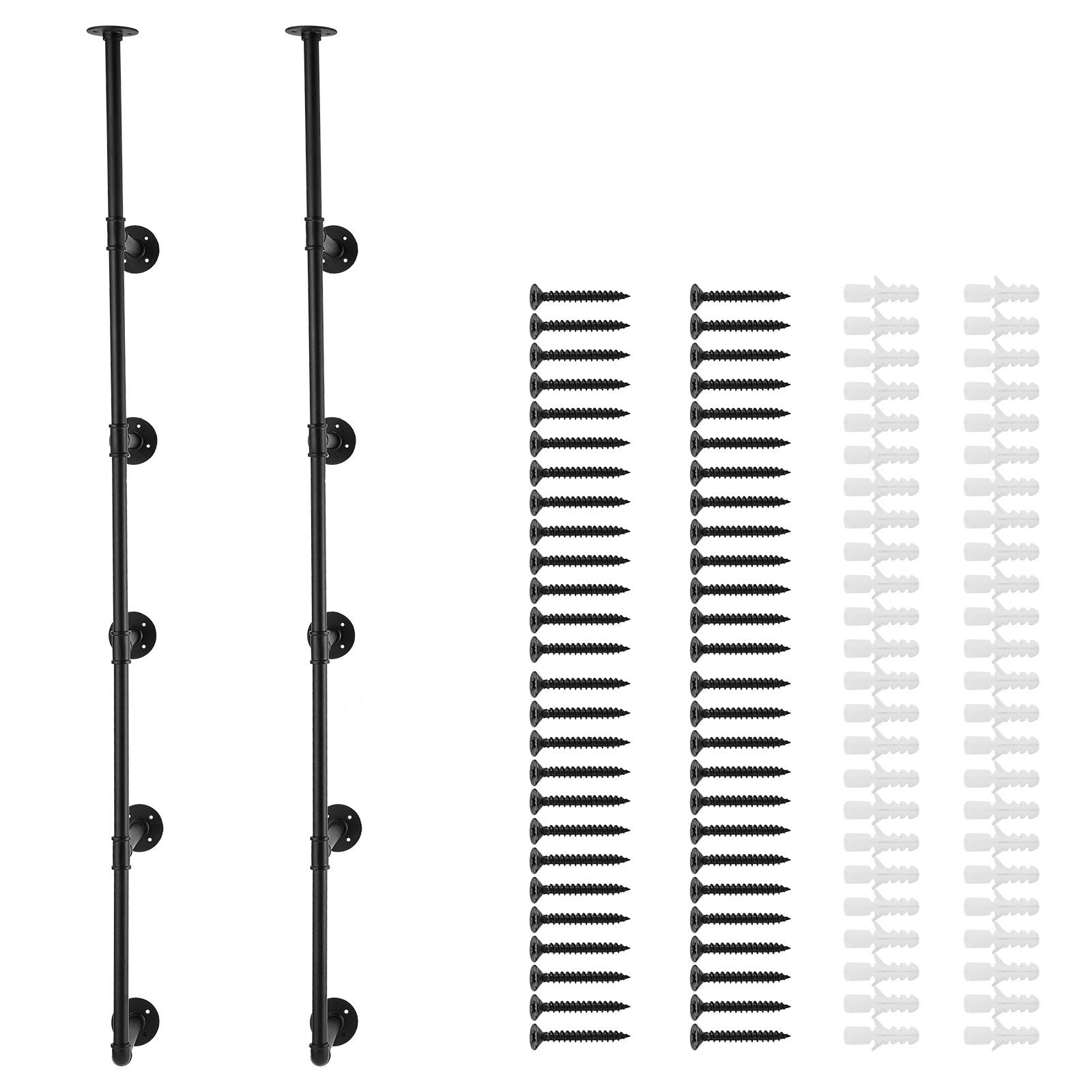 Industrial Pipe Shelf 5 Tier 2PCS 9.84in Wall-Mount RusticWood Bracket No Planks