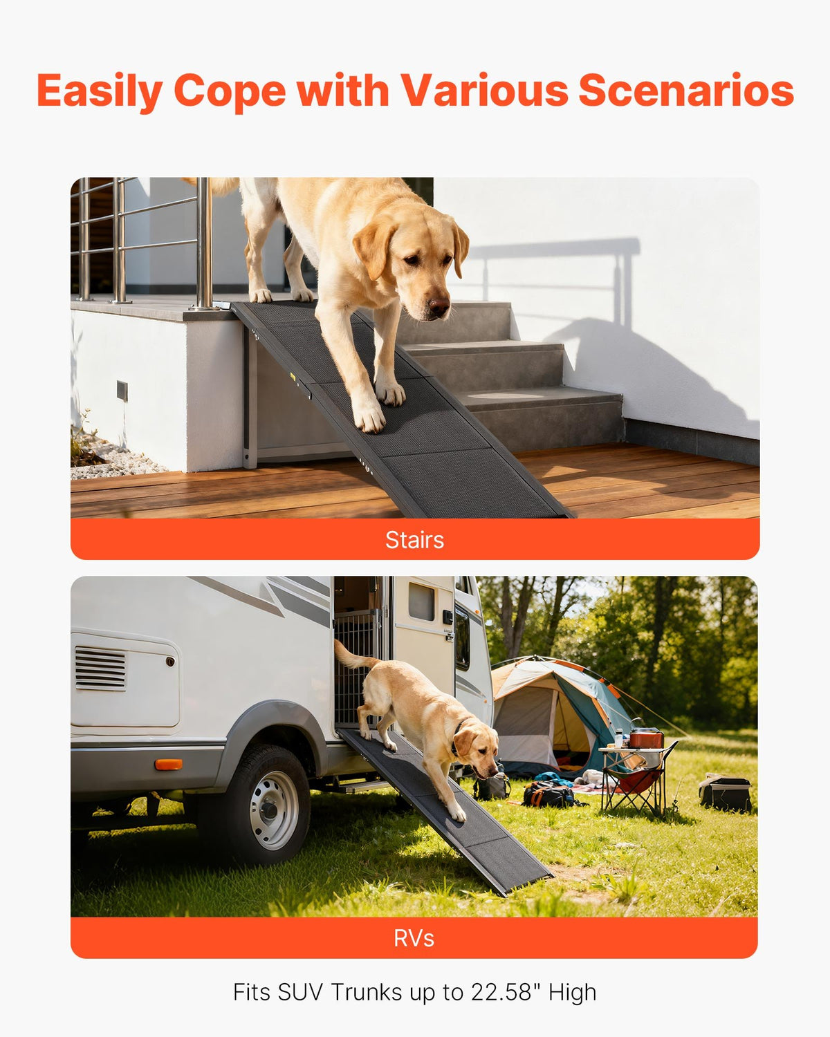 Dog Ramp for Cars 1600x432mm Folding Non-Slip 113kg Portable for SUV Truck