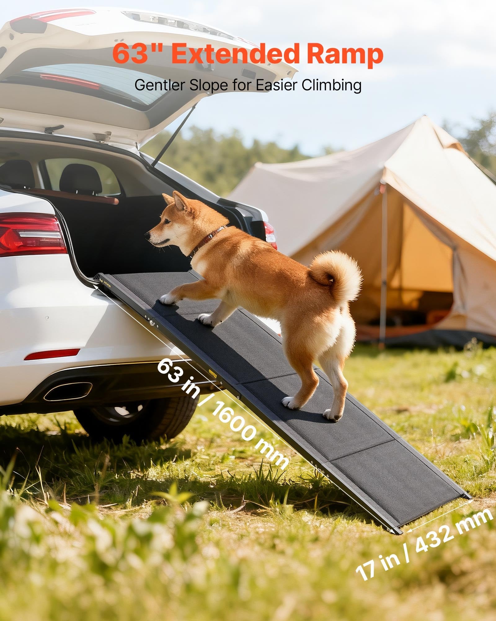 Dog Ramp for Cars 1600x432mm Folding Non-Slip 113kg Portable for SUV Truck