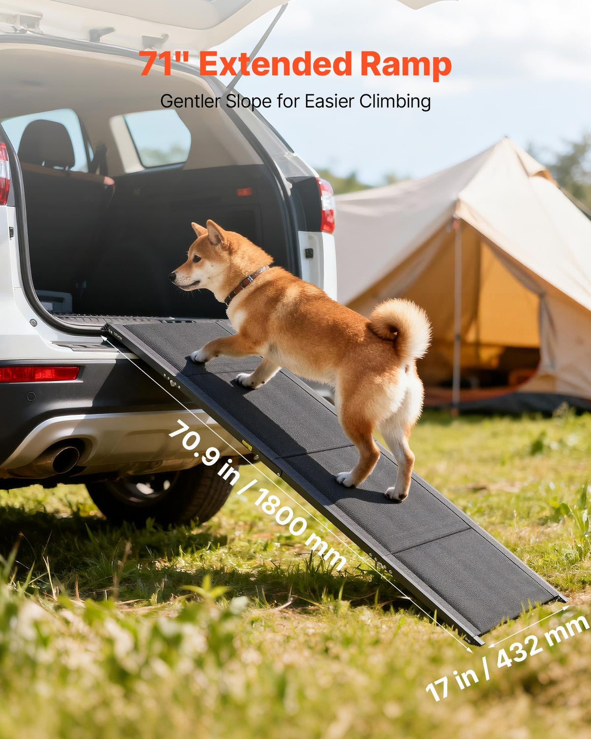 Dog Ramp for Cars 1800x432mm Folding Pet Ramp Up to 113kg Non-Slip SUV Truck