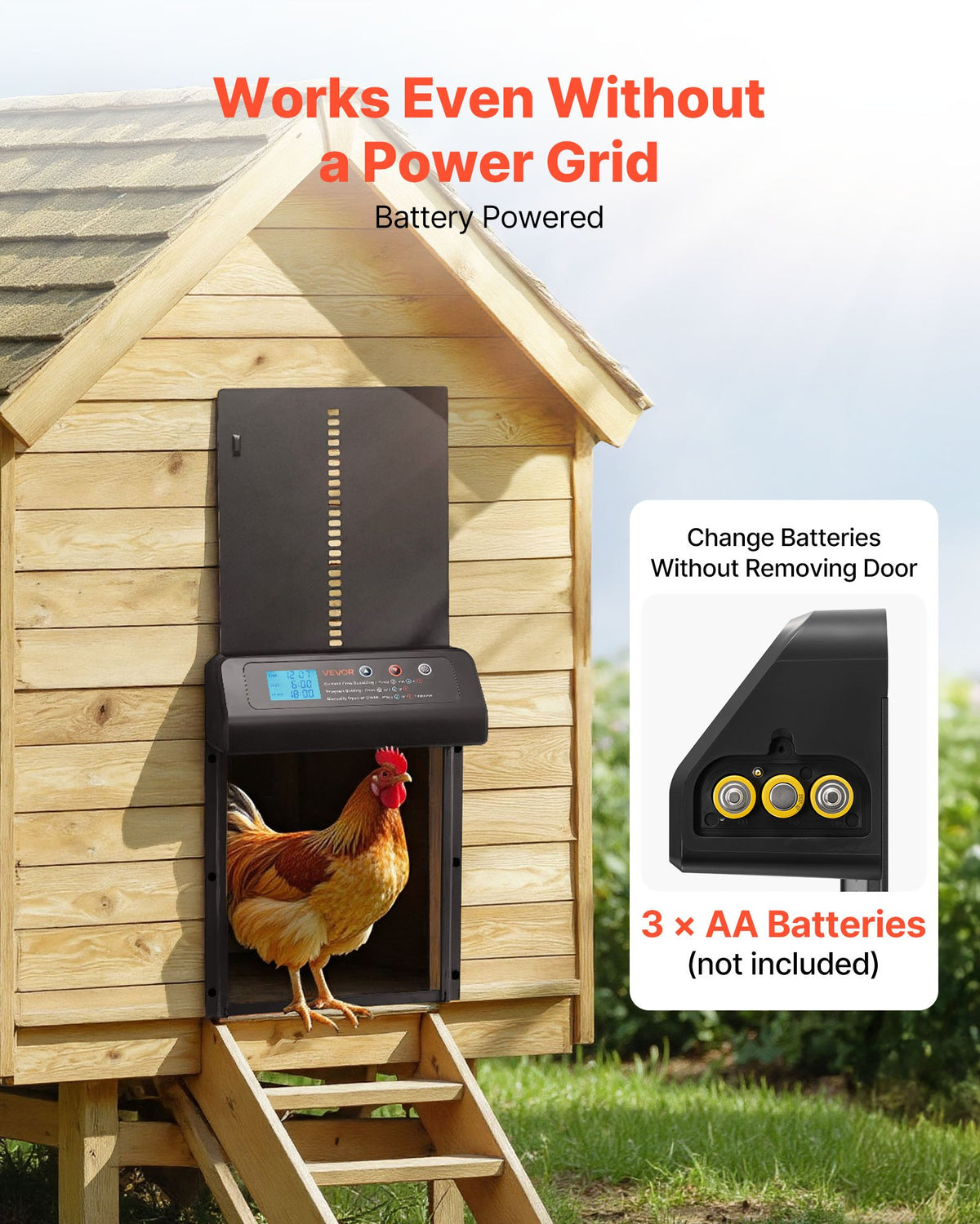 Automatic Chicken Coop Door Battery Powered Timer Anti-Pinch Aluminum Alloy
