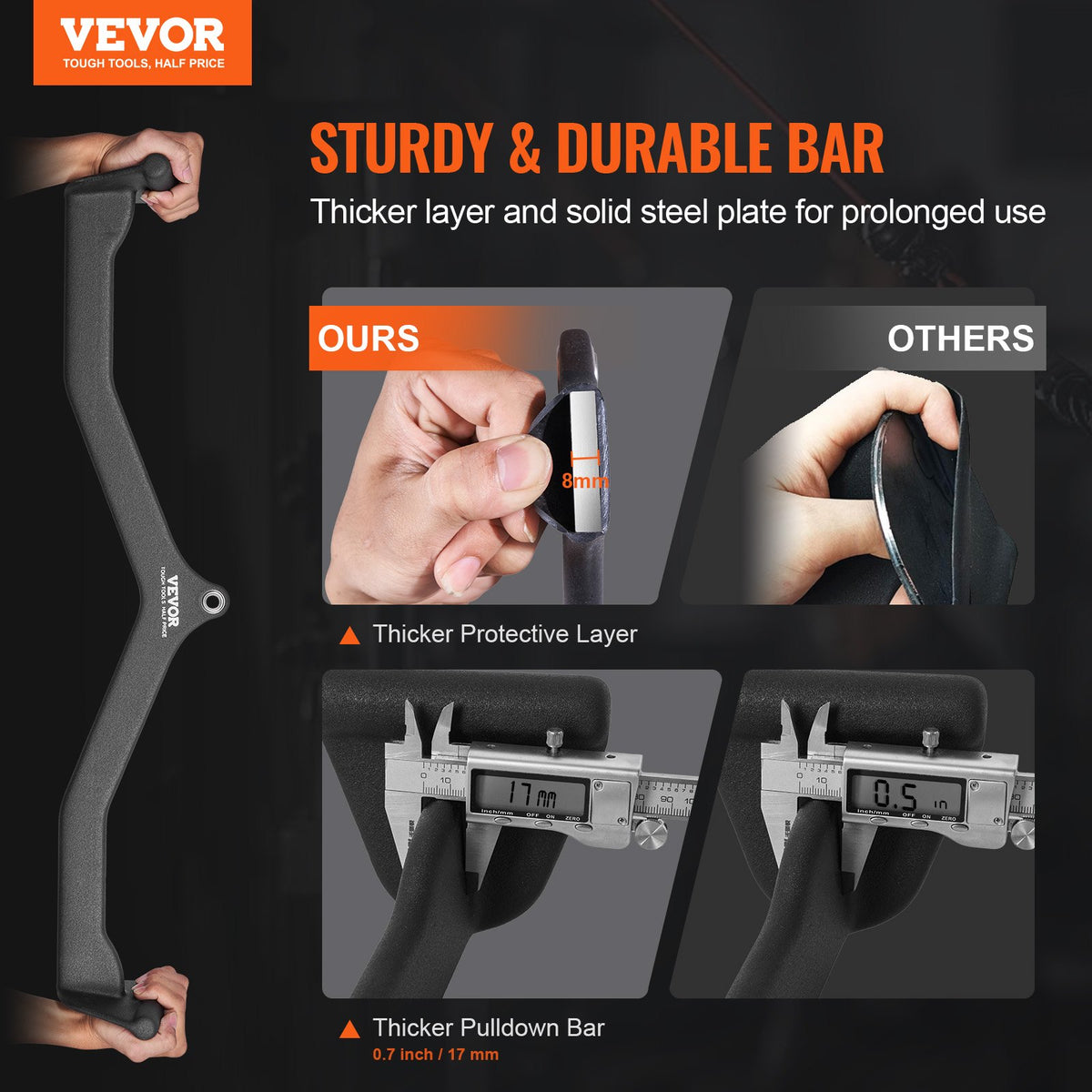 LAT Pulldown Attachment V-Bar Tricep Pull Down Rubber Handle Bicep Curl Gym