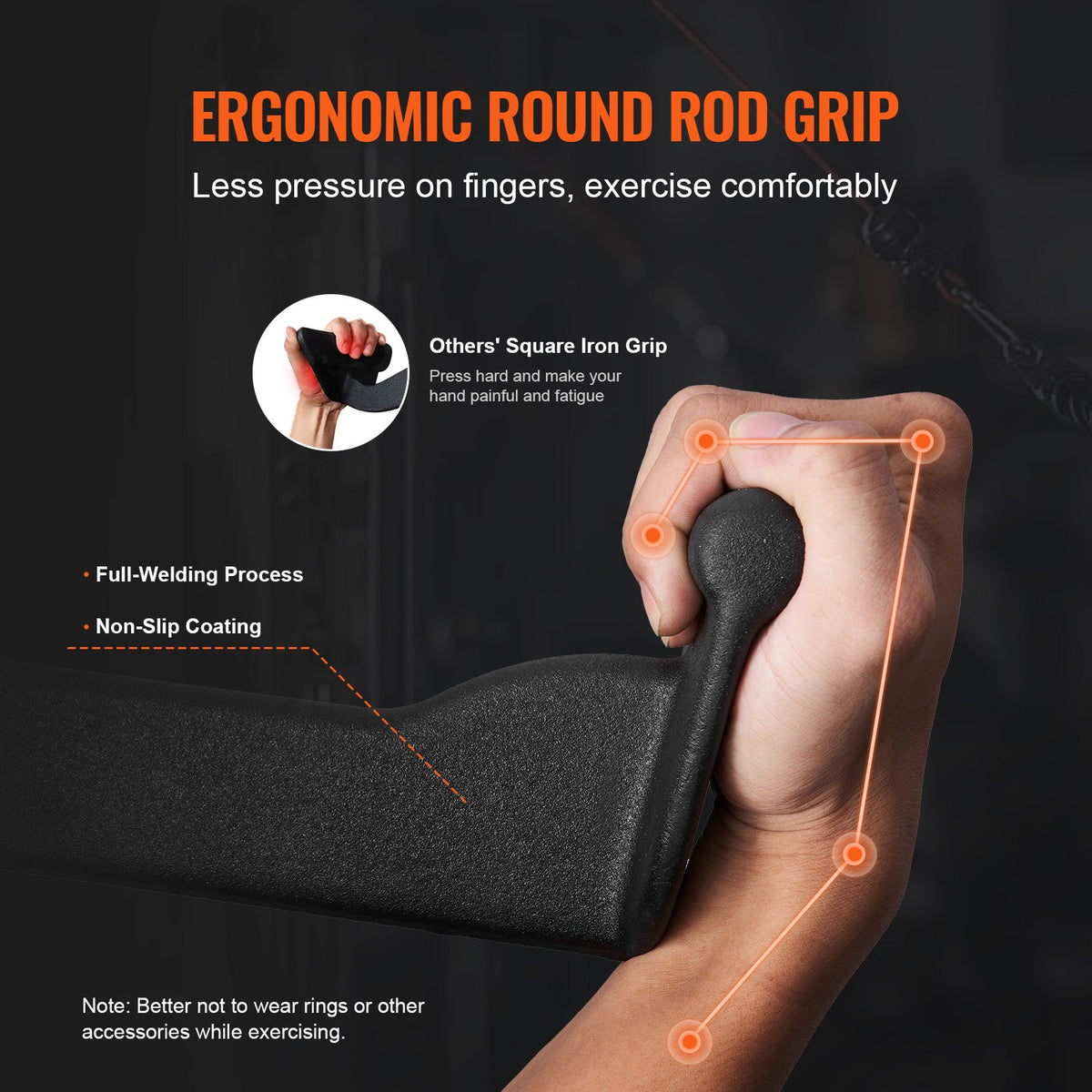 LAT Pulldown Attachment V-Bar Tricep Pull Down Rubber Handle Bicep Curl Gym