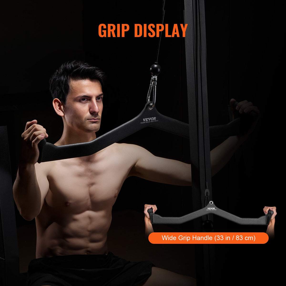 LAT Pulldown Attachment V-Bar Tricep Pull Down Rubber Handle Bicep Curl Gym