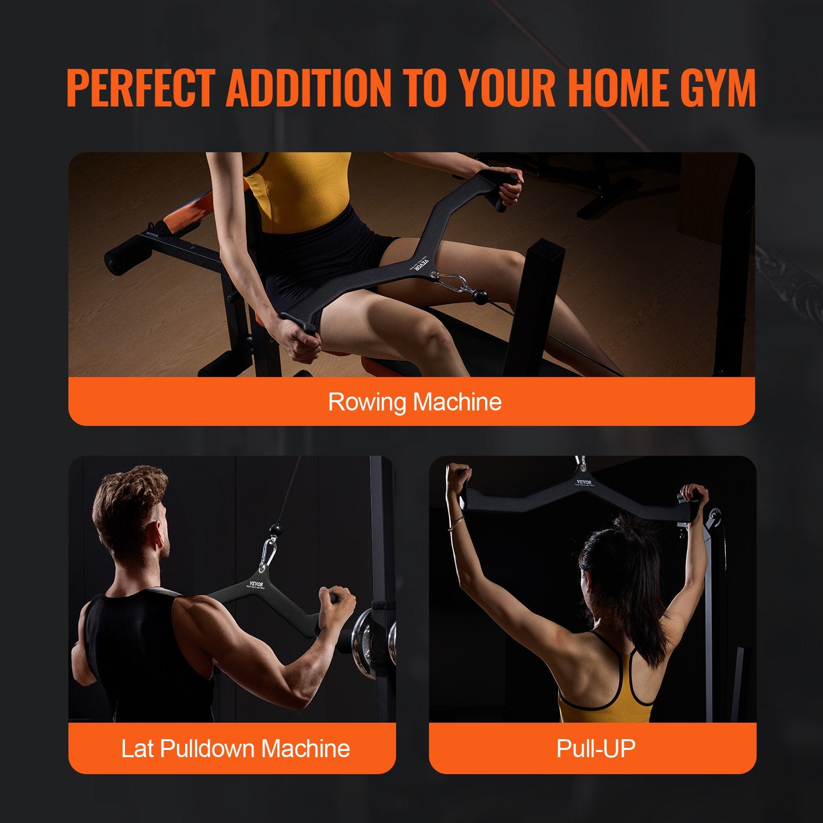 LAT Pulldown Attachment V-Bar Tricep Pull Down Rubber Handle Bicep Curl Gym