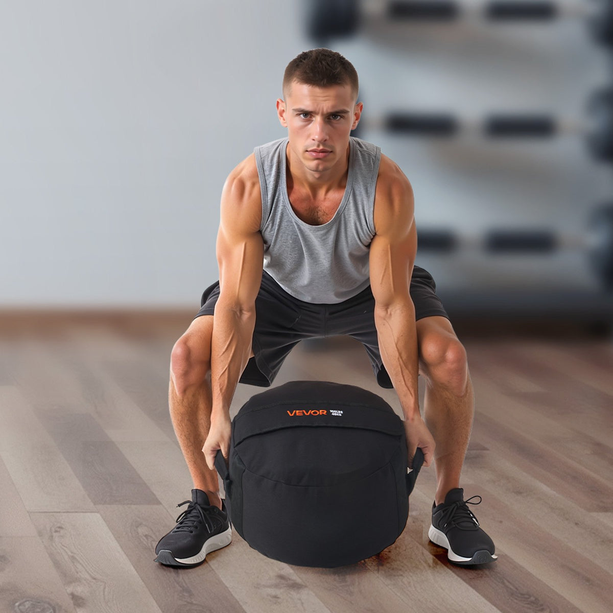Workout Sandbag Heavy Duty 45kg Slam Bag with Handles Strength Training Black
