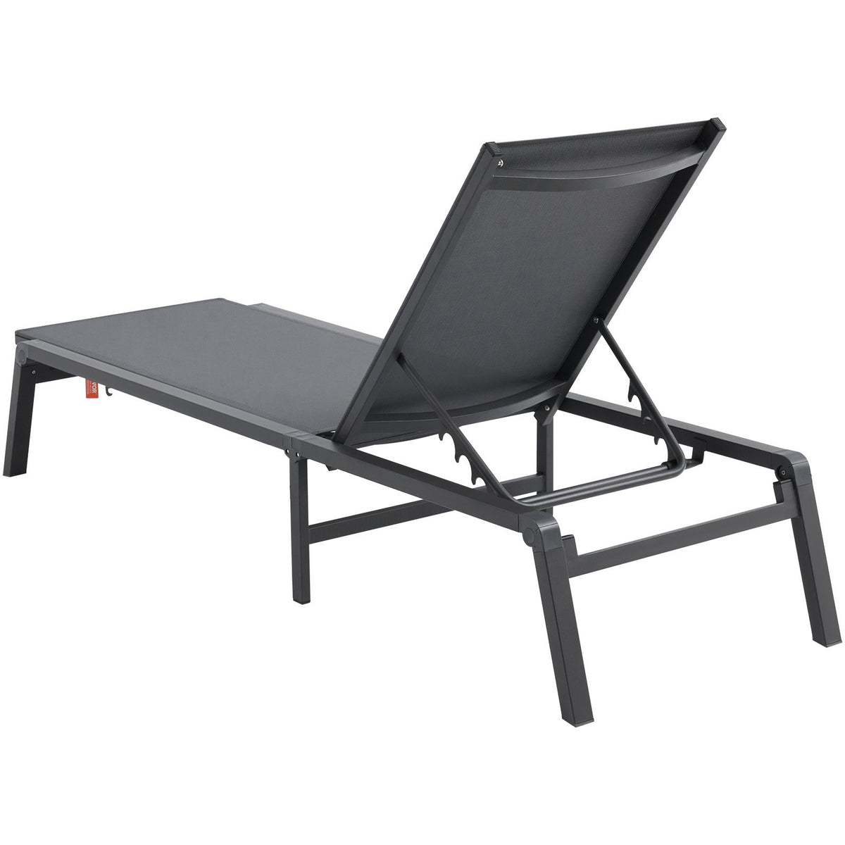 2PCS Outdoor Chaise Lounge Chairs Aluminum Folding Recliner 5-Position Dark Grey