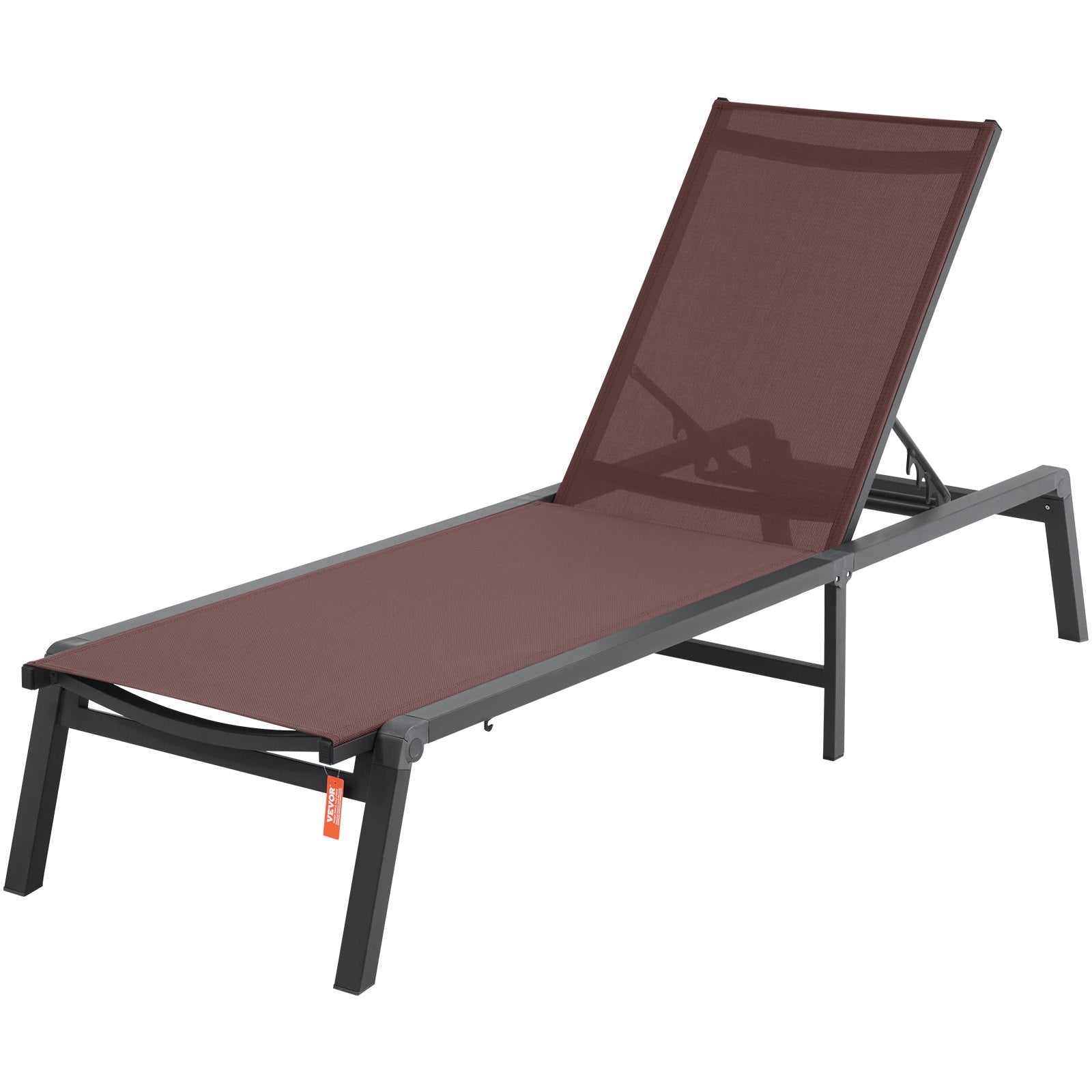 Chaise Lounge Chairs Outdoor Aluminum 5-Position Folding Recliners Brown 2pcs