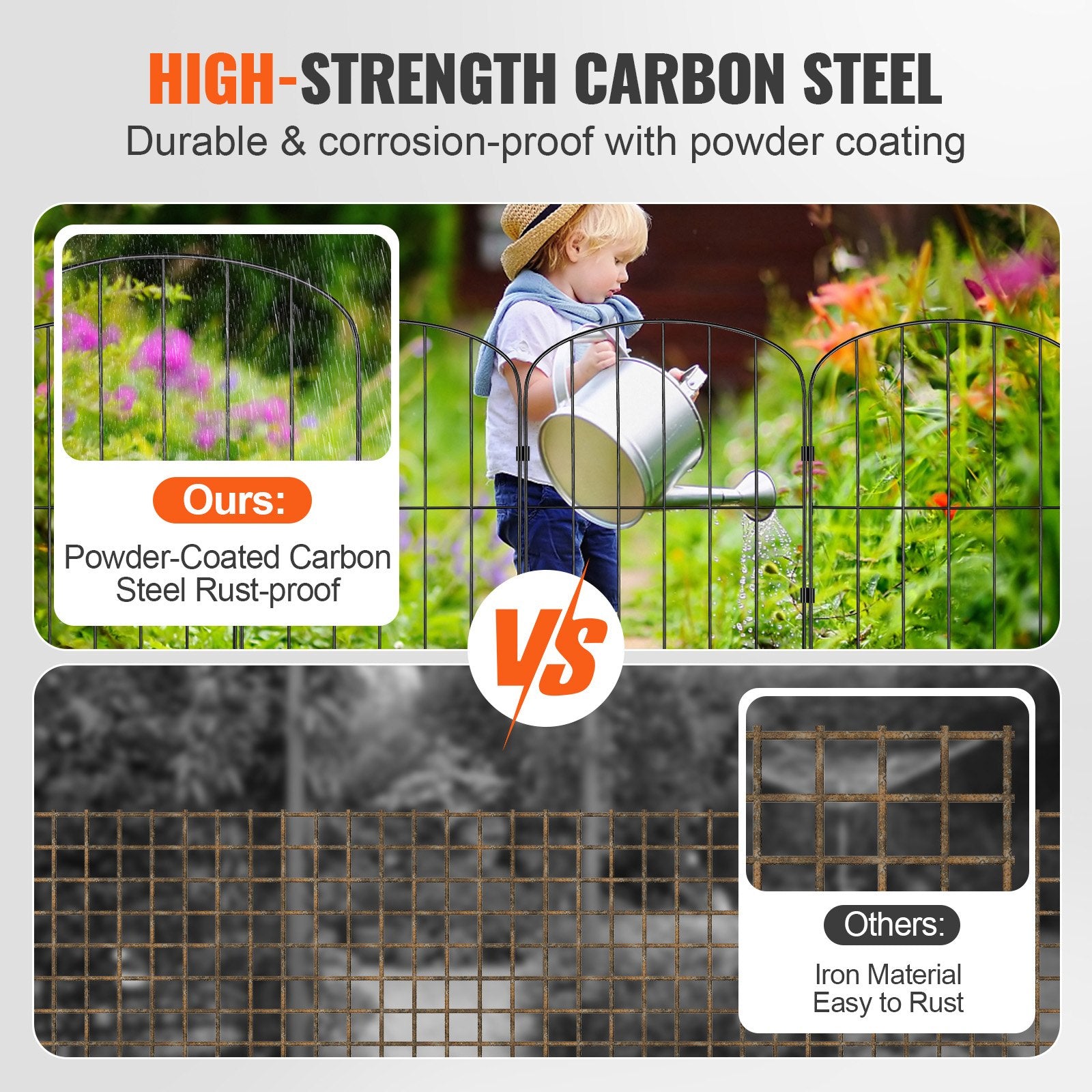 Garden Fence 24in x 30ft Animal Barrier 2 Inch Spikes Metal Yard 28 Pack