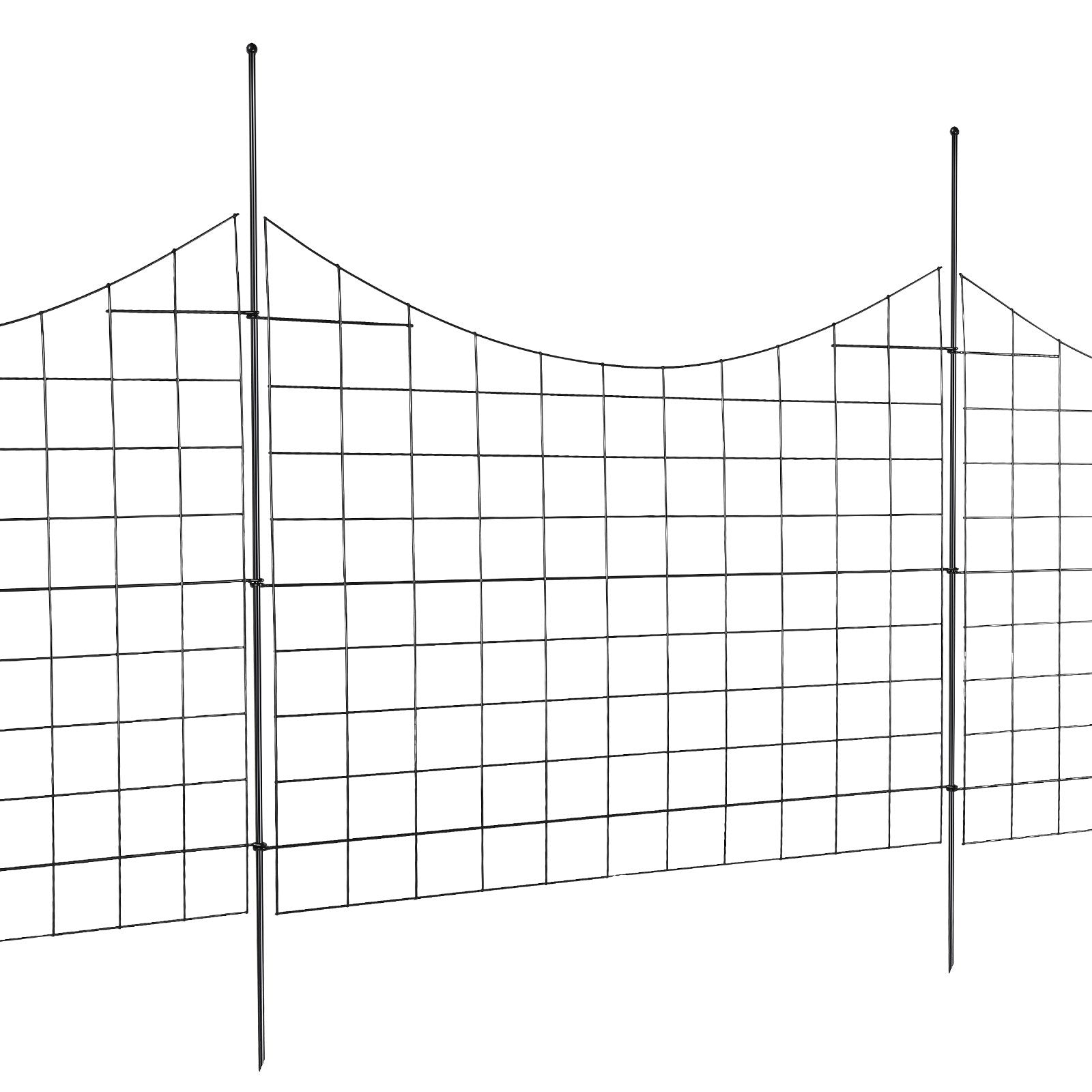 Garden Fence 75x93cm Animal Barrier Metal Dog Fence 6.38cm Spike Spacing 5Pack