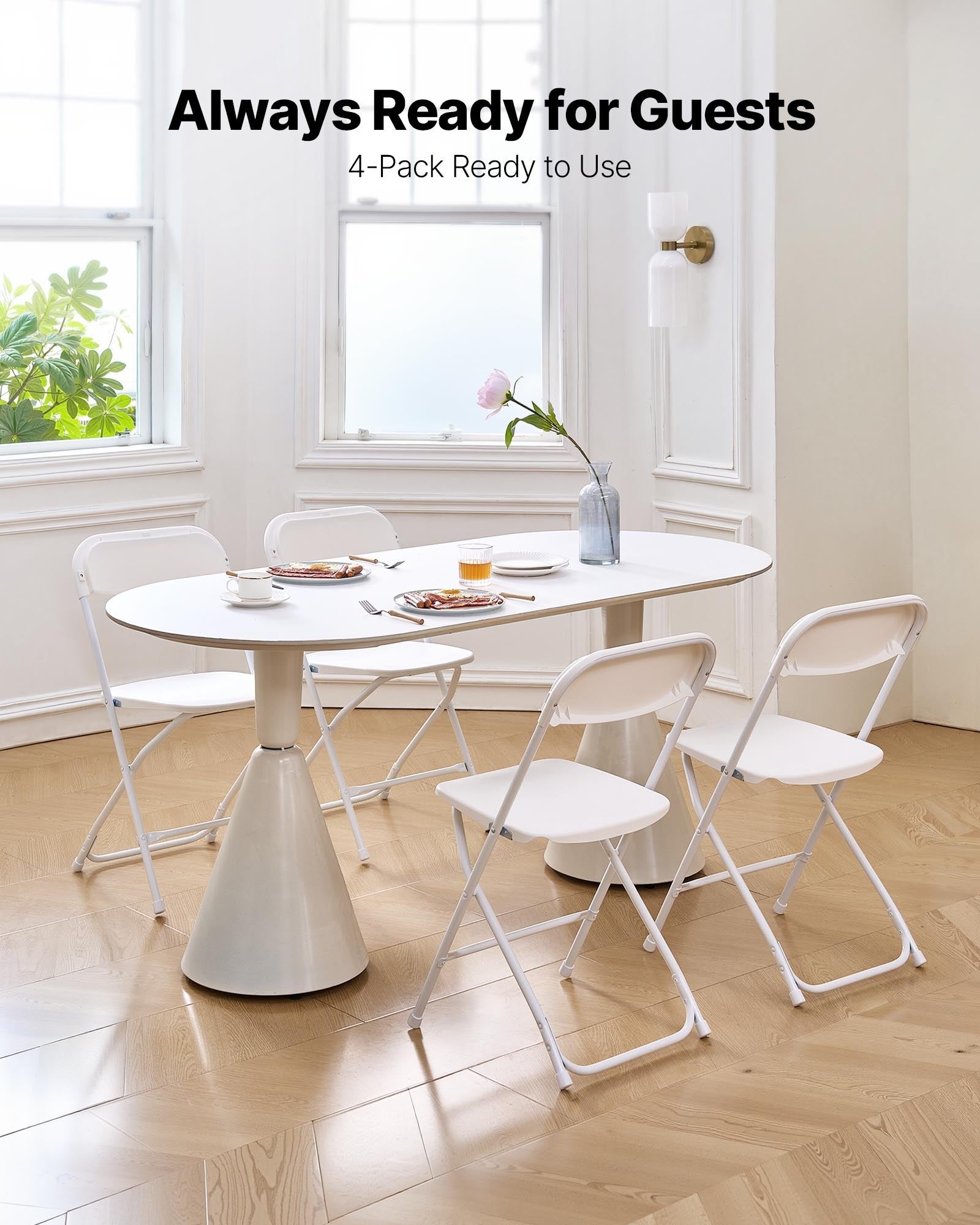 Folding Chairs 4 Pack Plastic Foldable Heavy Duty Metal Frame Indoor Outdoor