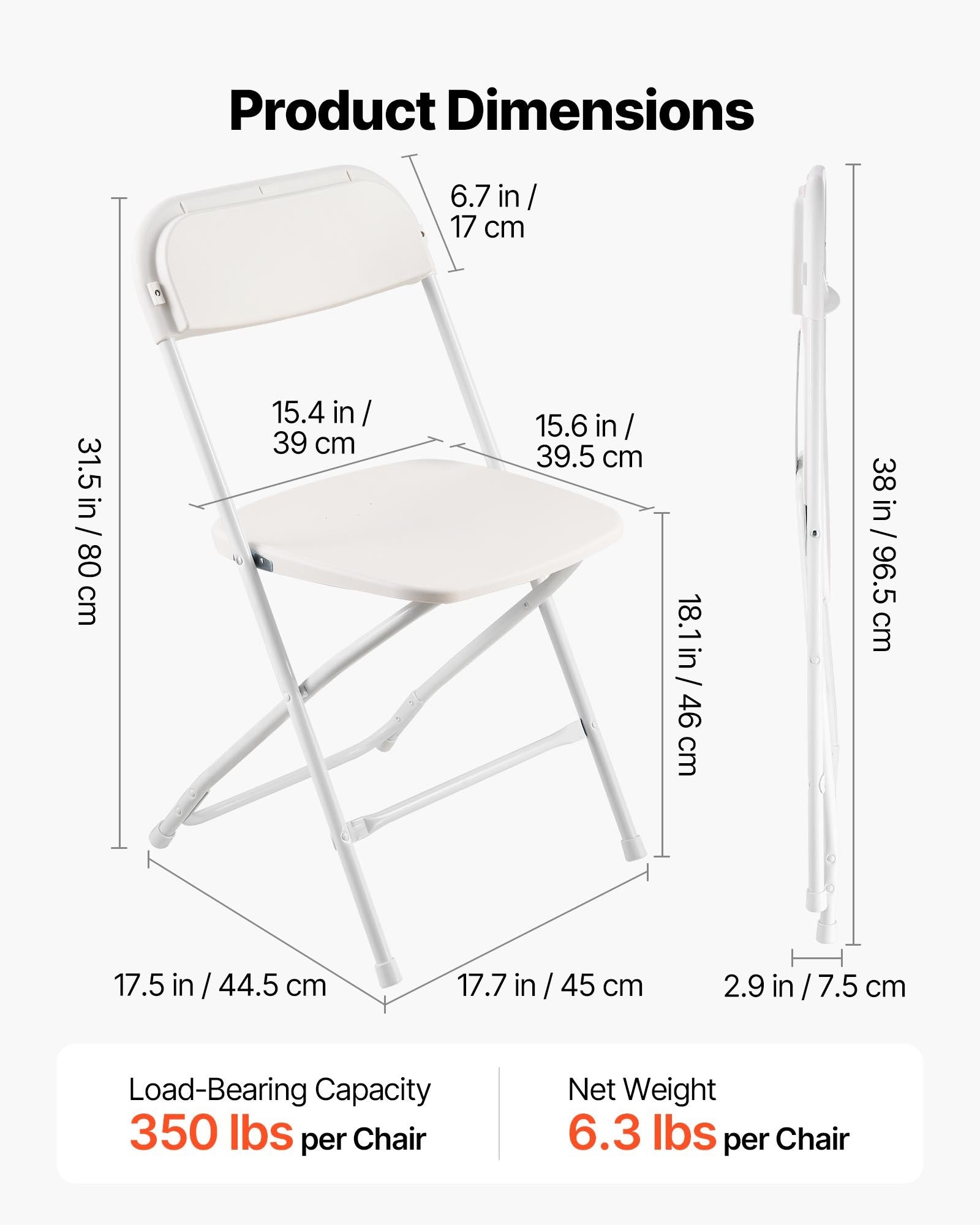 Folding Chairs 4 Pack Plastic Foldable Heavy Duty Metal Frame Indoor Outdoor