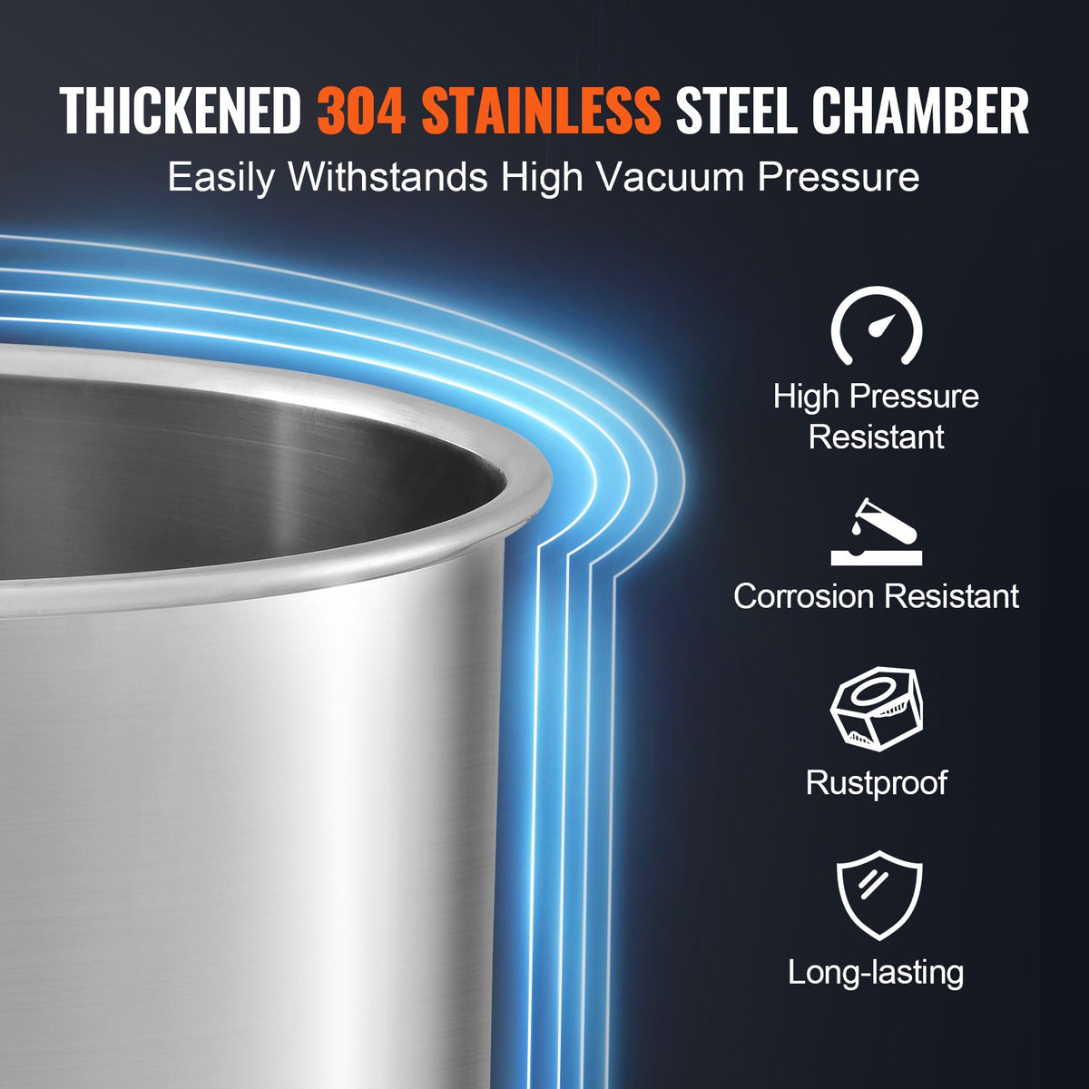 5 Gallon Vacuum Degassing Chamber with Tempered Glass Lid Steel Tank