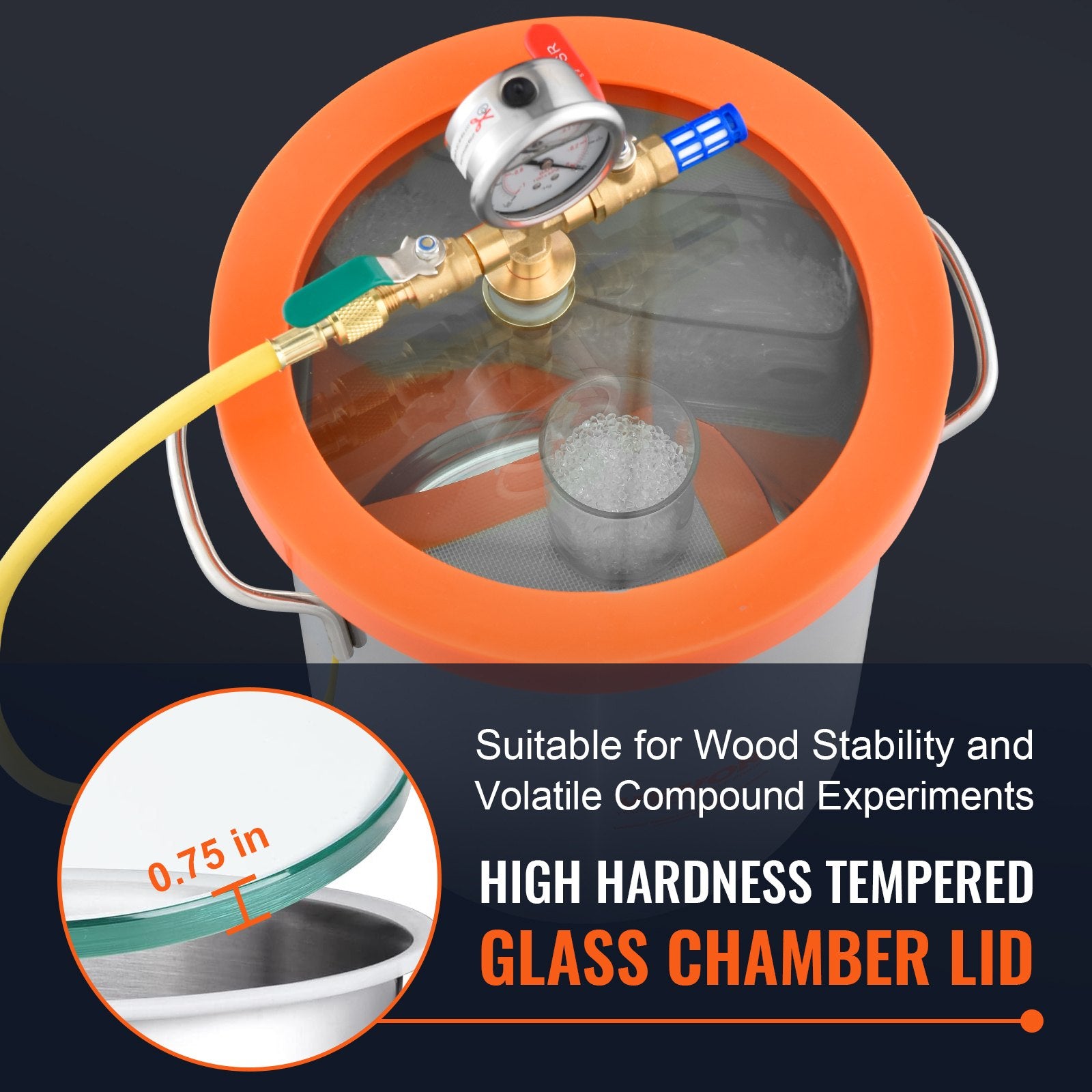 5 Gallon Vacuum Degassing Chamber with Tempered Glass Lid Steel Tank