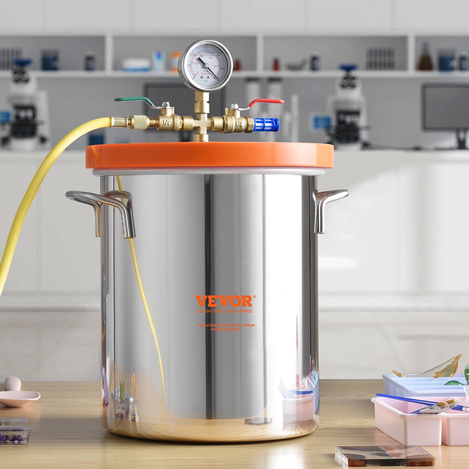 5 Gallon Vacuum Degassing Chamber with Tempered Glass Lid Steel Tank