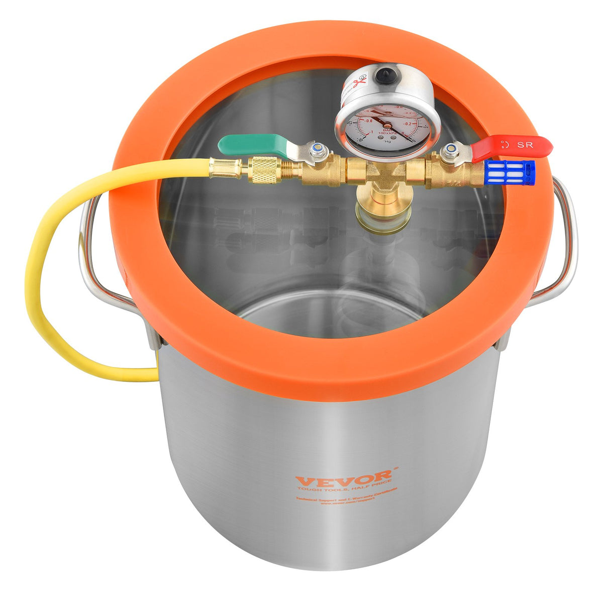 5 Gallon Vacuum Degassing Chamber with Tempered Glass Lid Steel Tank