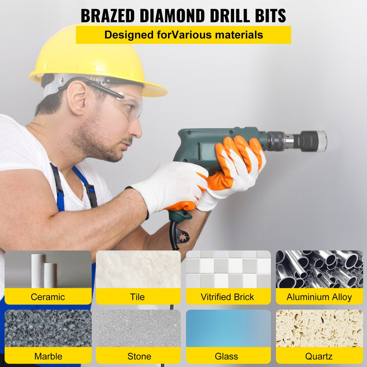 Diamond Drill Bits, 6PCS Tile Hole Saw Kit 20-68mm Vacuum Brazed with Case