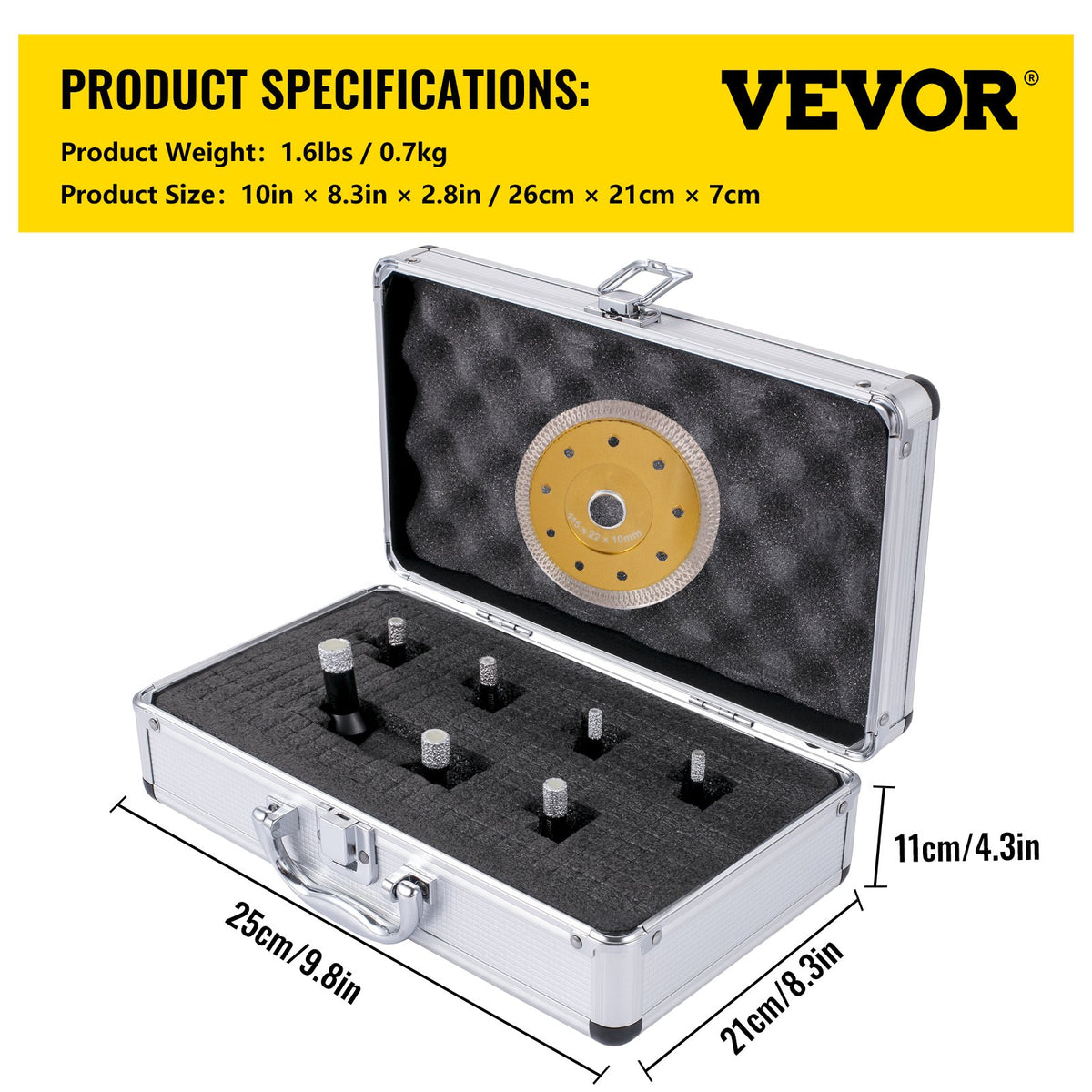Diamond Drill Bits, 7PCS Tile Hole Saw Kit 6-14mm Vacuum Brazed with Case