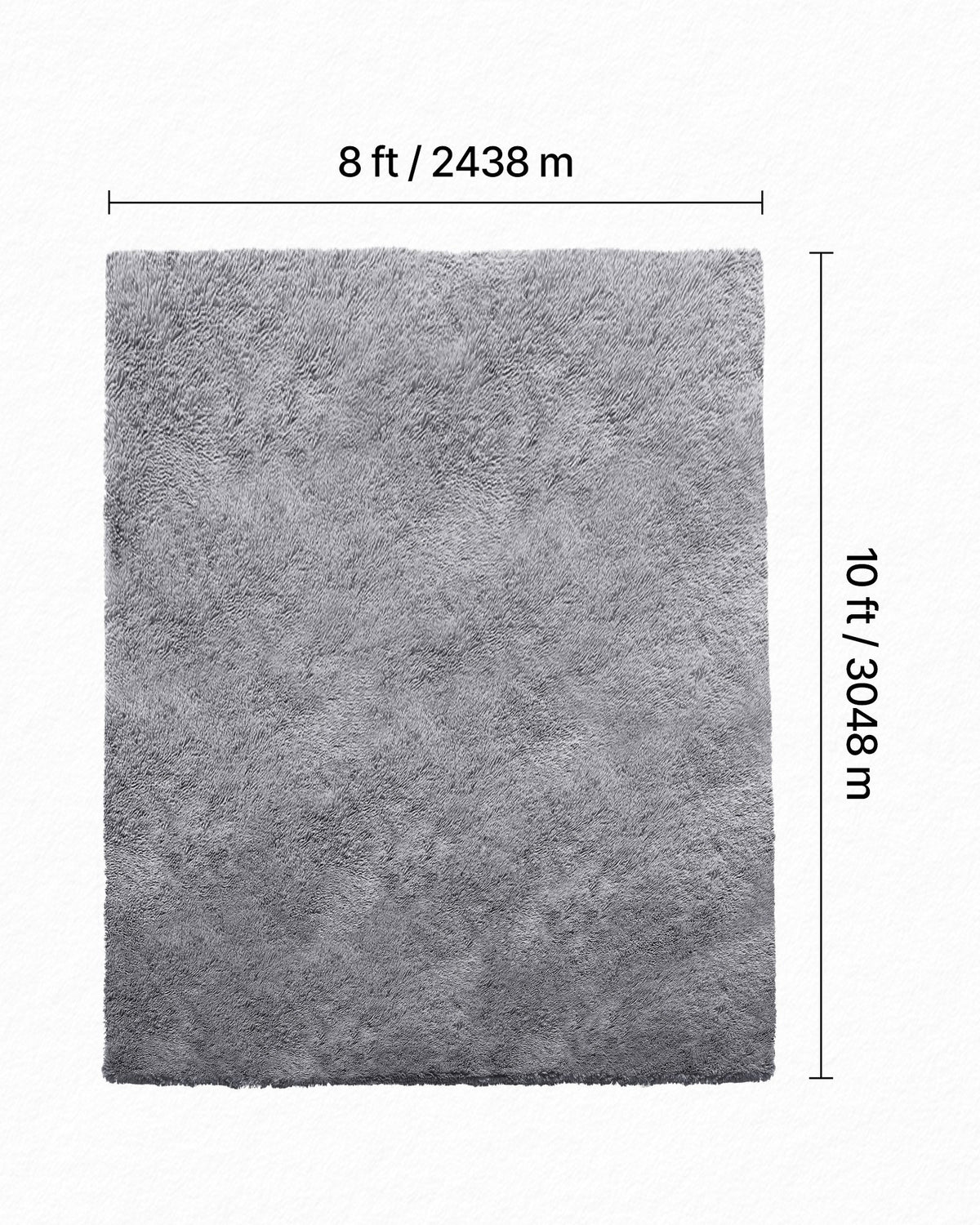Plush Area Rug 2.44x3.05m Soft Shag Slip-Resistant Non-Shedding Bedroom Gray