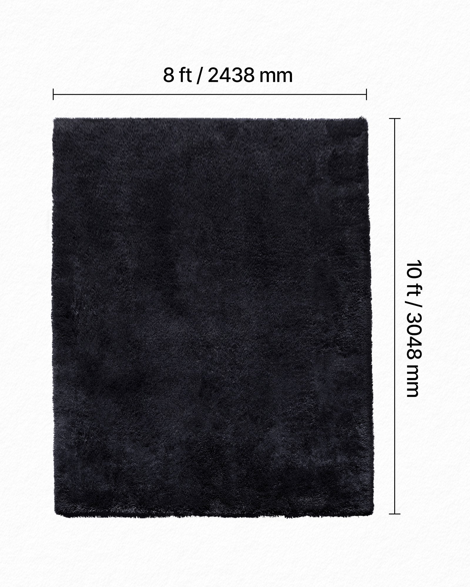 Plush Area Rug 2.44x3.05m Soft Shag Slip-Resistant Non-Shedding Bedroom Black