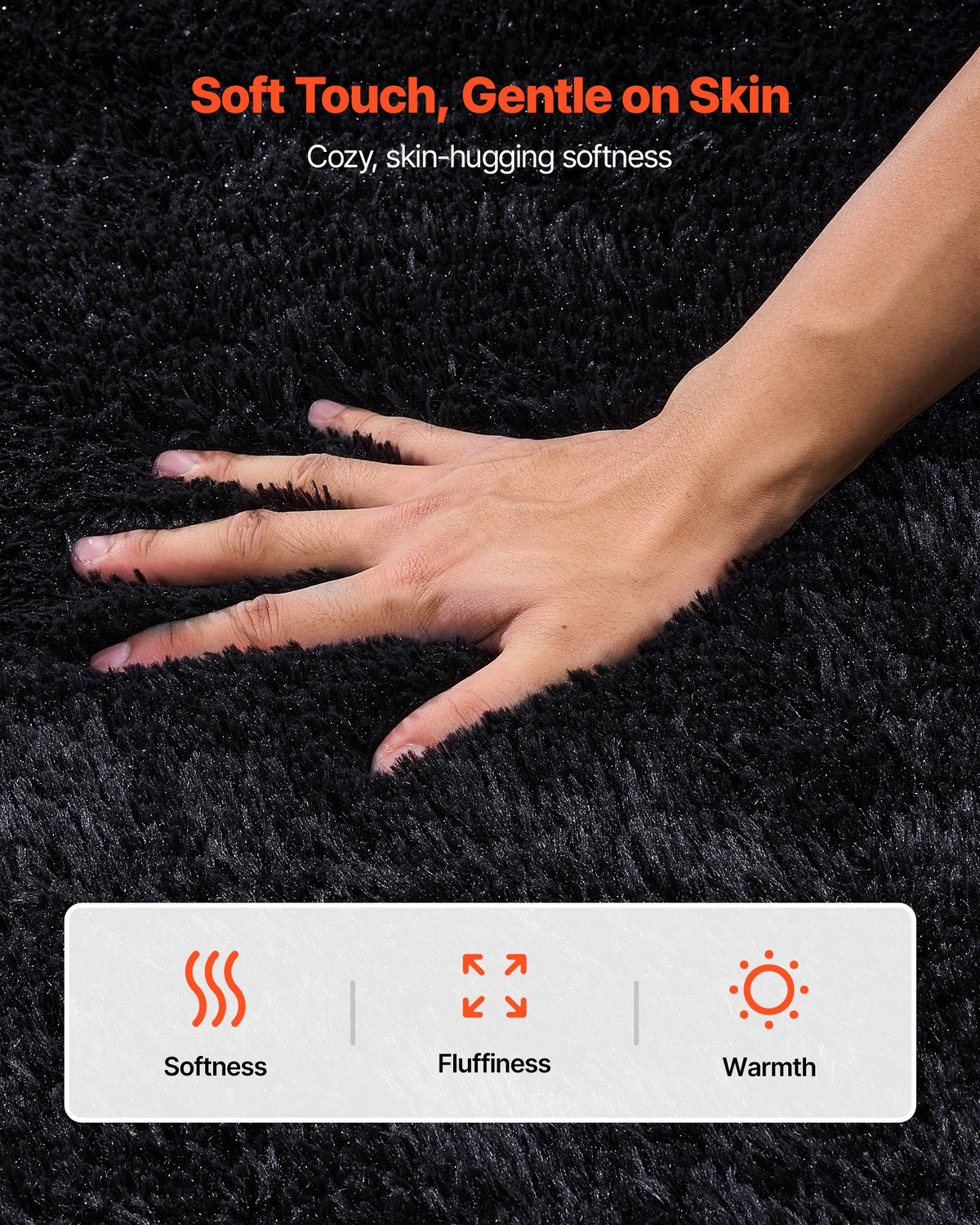 Plush Area Rug 2.44x3.05m Soft Shag Slip-Resistant Non-Shedding Bedroom Black
