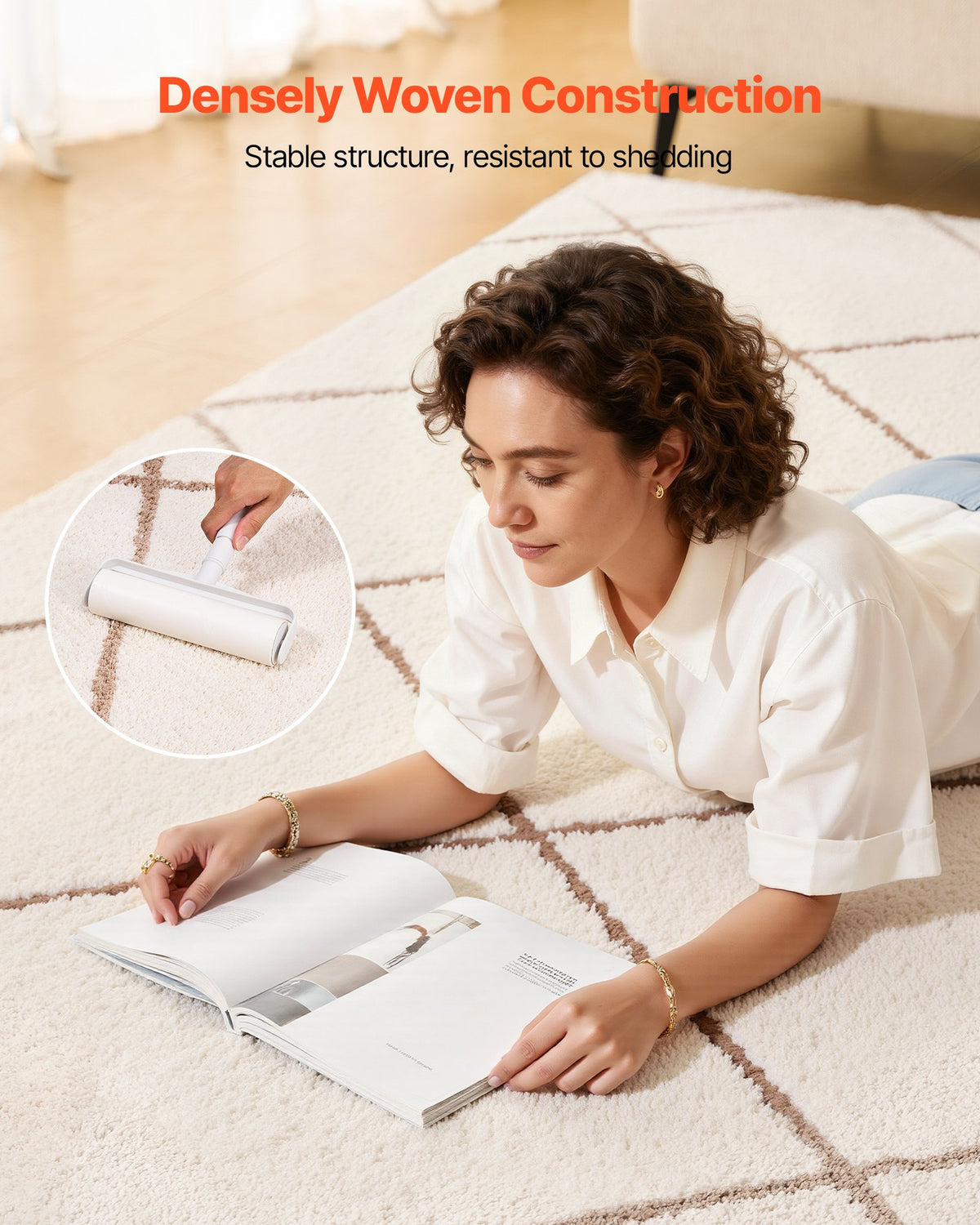 Indoor Plush Area Rug 2.44x3.05m Furry Long Pile Thick Non-Shedding Non-Slip