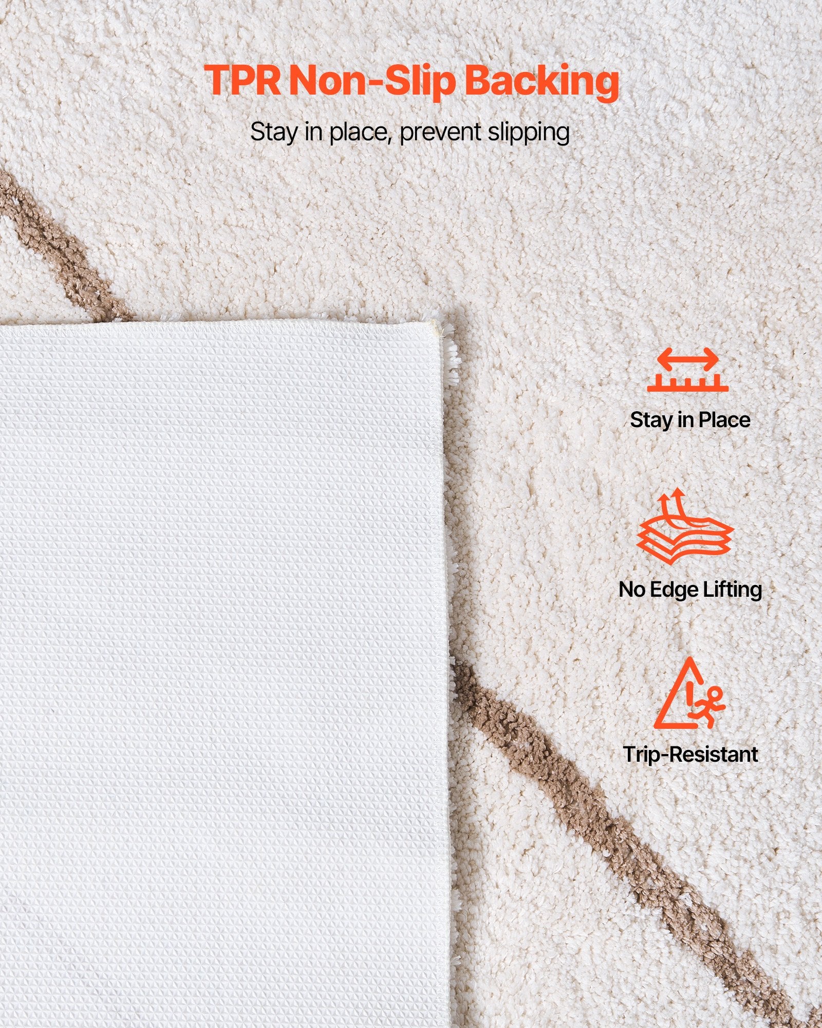 Indoor Plush Area Rug 2.44x3.05m Furry Long Pile Thick Non-Shedding Non-Slip