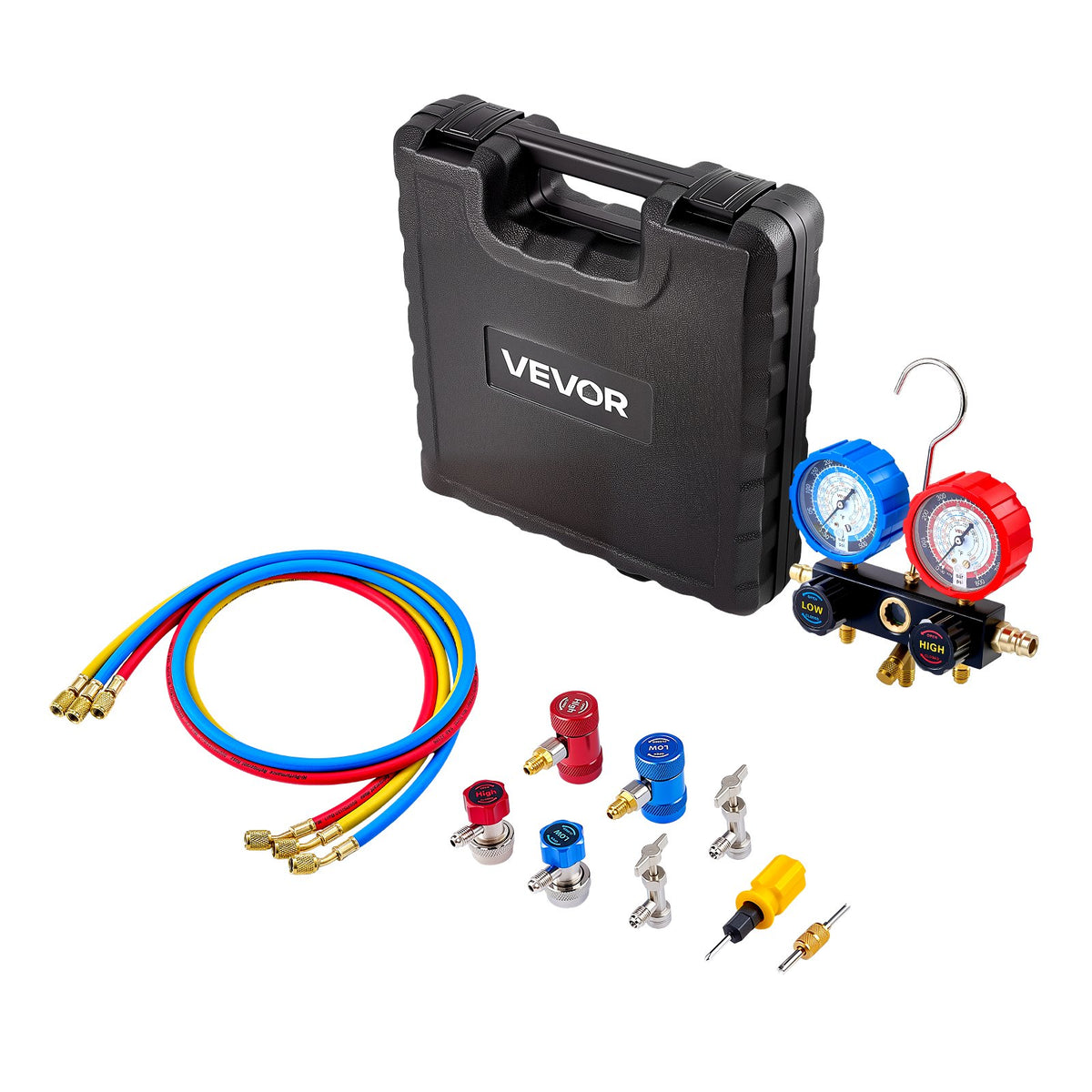 AC Manifold Gauge Set for R134a R404A R1234yf R22 with 1.5m Hoses Adapters