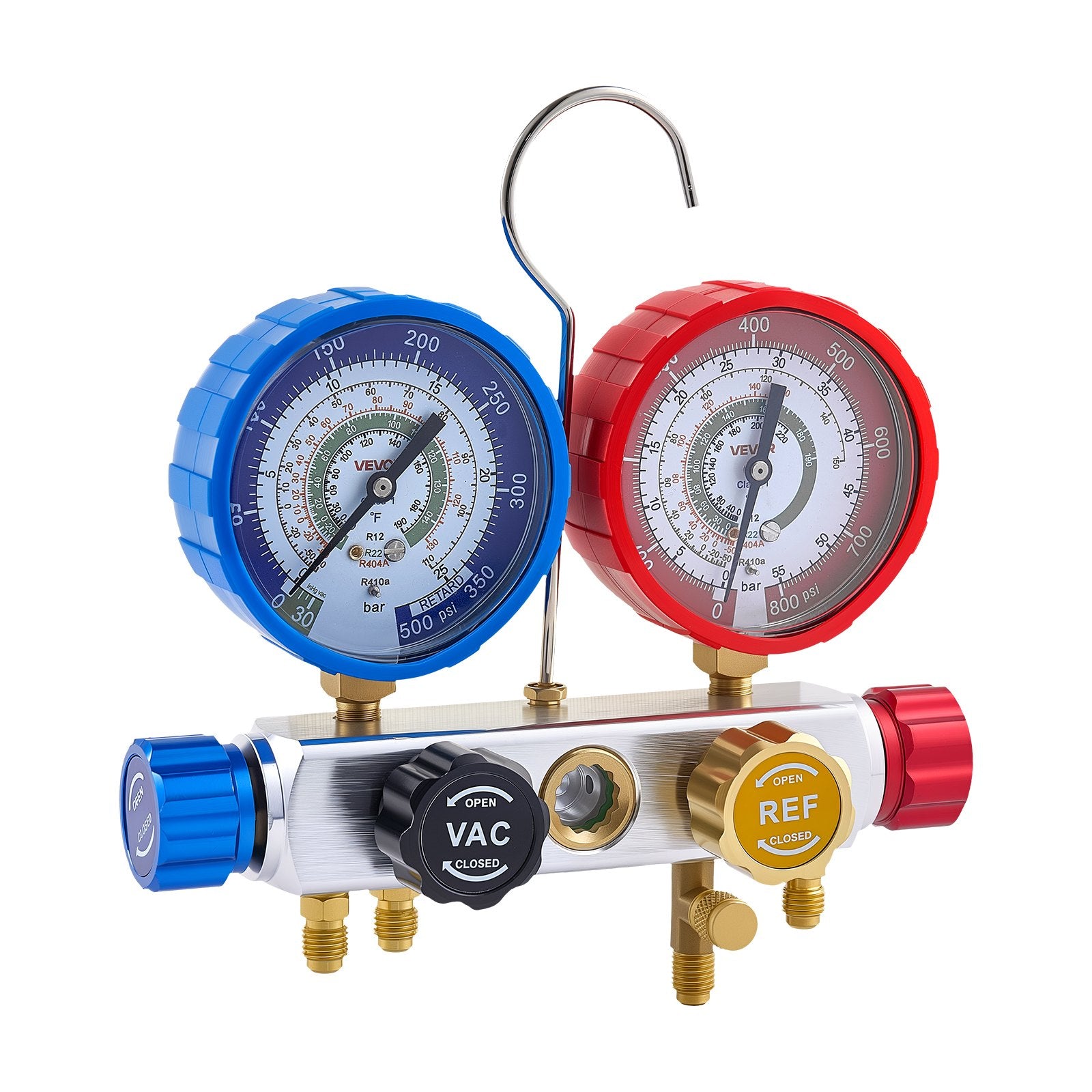 AC Manifold Gauge Set for R22 R404A R410A R12 4-Way with 1.5m Hoses