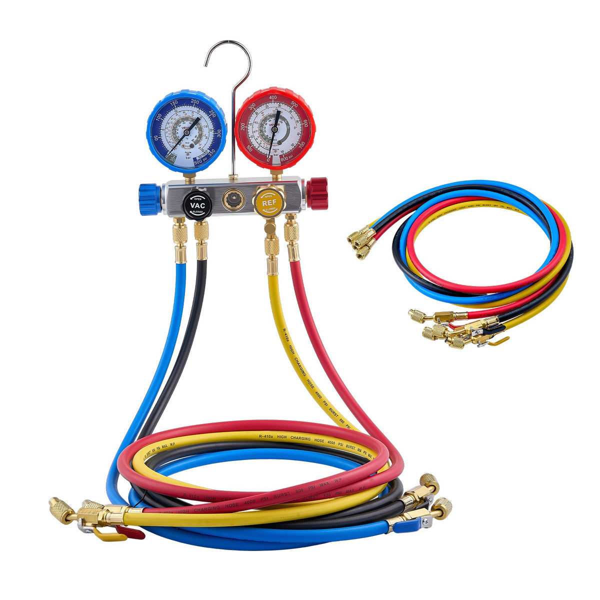 AC Manifold Gauge Set for R22 R404A R410A R12 4-Way with 1.5m Hoses