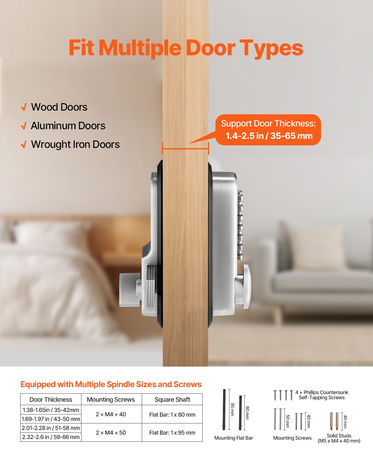 Mechanical Keyless Entry Door Lock 14 Key Keypad Zinc Alloy Waterproof Home