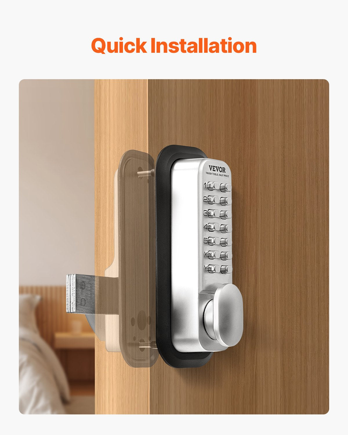 Mechanical Keyless Entry Door Lock 14 Key Keypad Zinc Alloy Waterproof Home