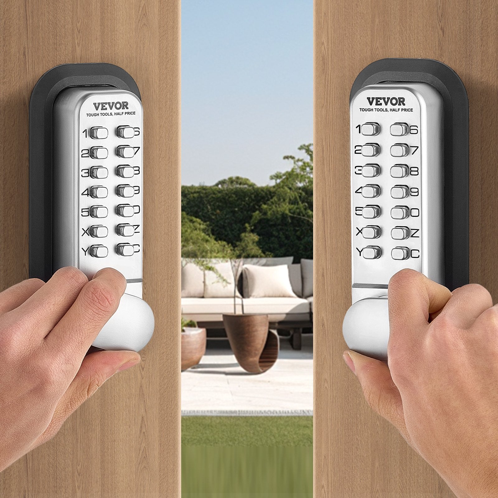 Mechanical Keyless Entry Door Lock 14 Key Keypad Zinc Alloy Waterproof Home