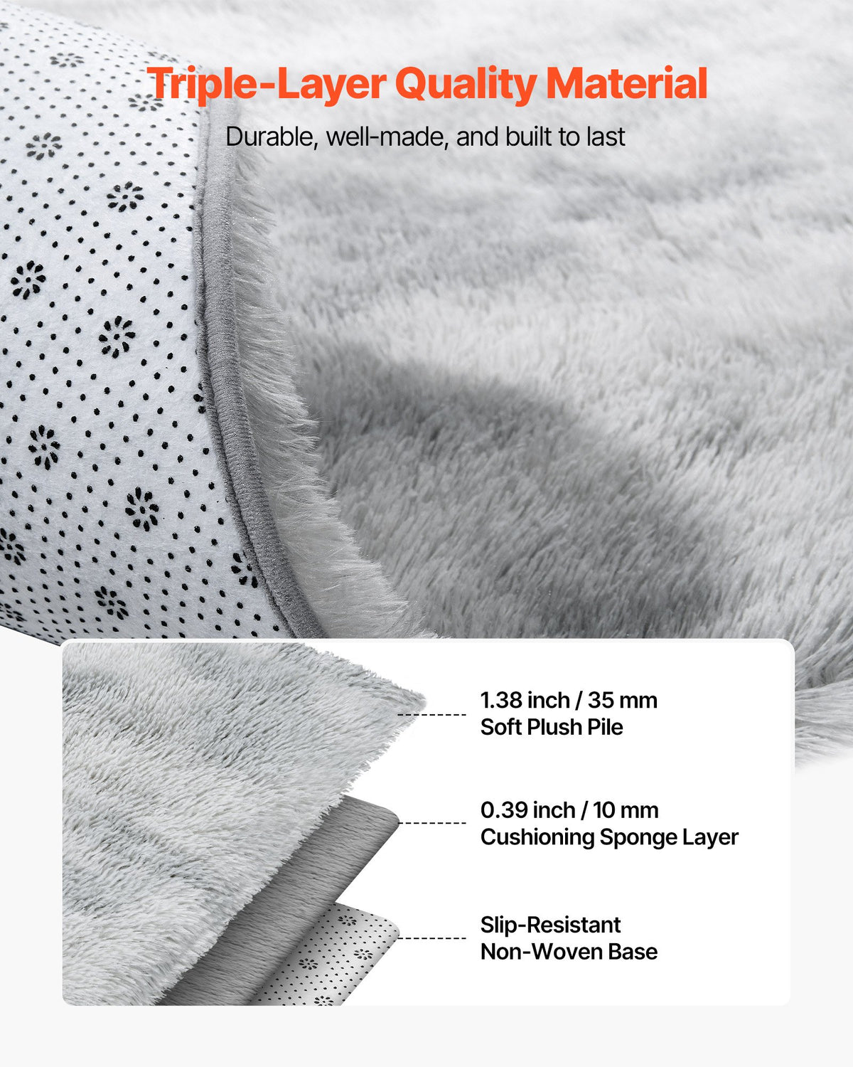 Indoor Plush Area Rug 2.74x3.66m Soft Furry Shag Non-Shedding Slip-Resistant