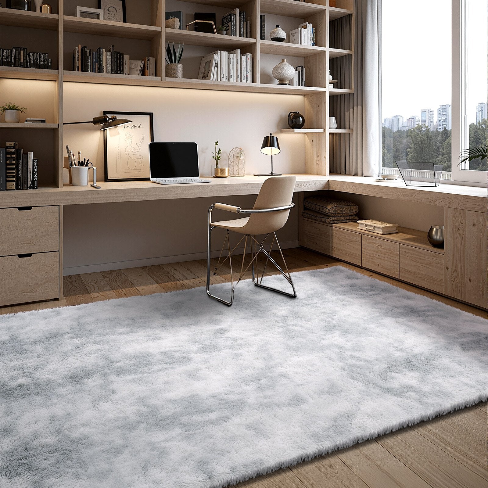 Indoor Plush Area Rug 2.74x3.66m Soft Furry Shag Non-Shedding Slip-Resistant