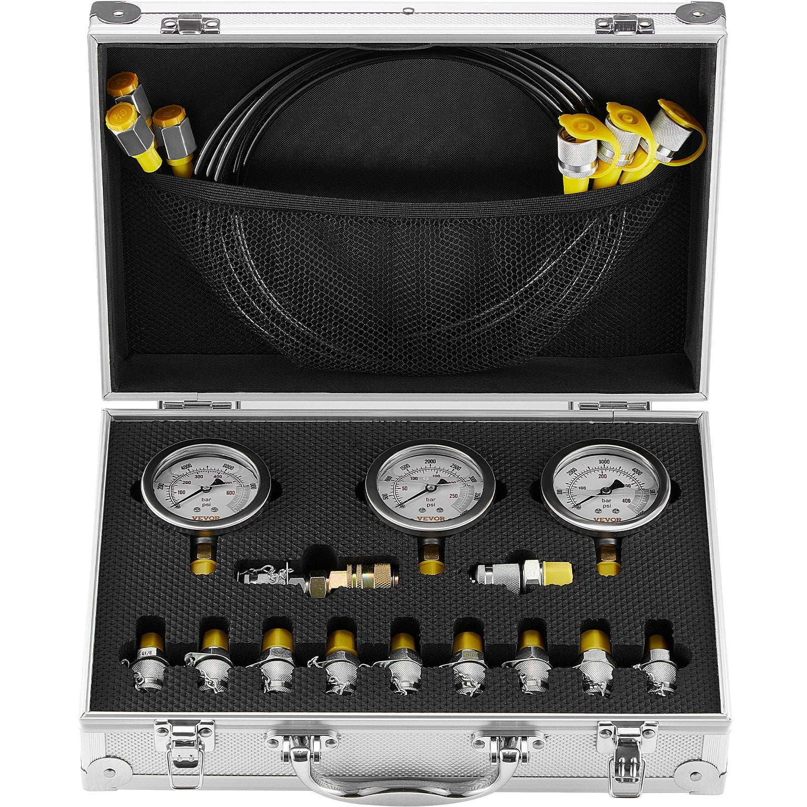 Hydraulic Pressure Test Kit 250/400/600bar w/ Gauges Hoses & Couplings