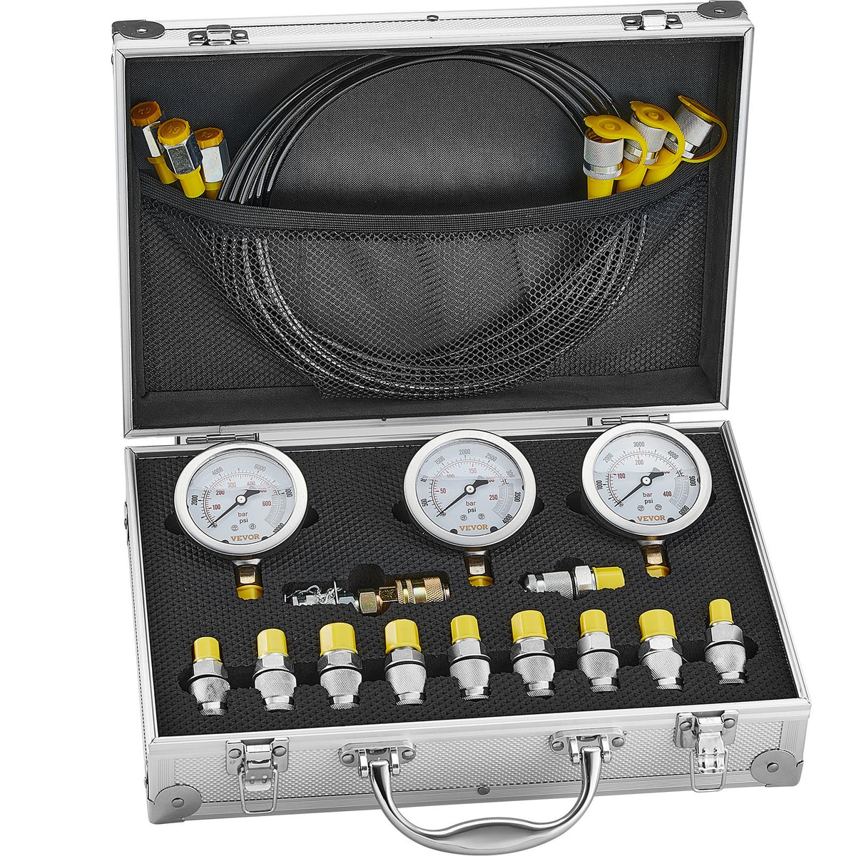 Hydraulic Pressure Test Kit 250/400/600bar w/ Gauges Hoses & Couplings