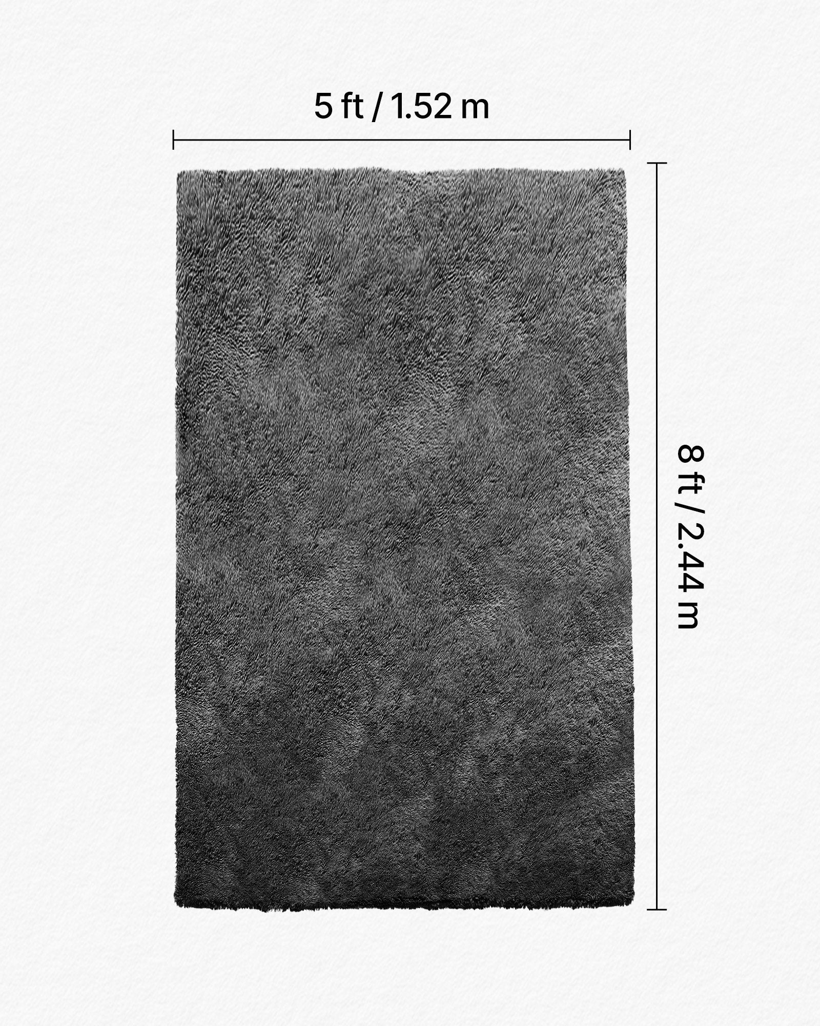 Indoor Plush Area Rug 1.52x2.44m Soft Furry Shag Non-Shedding Slip-Resistant
