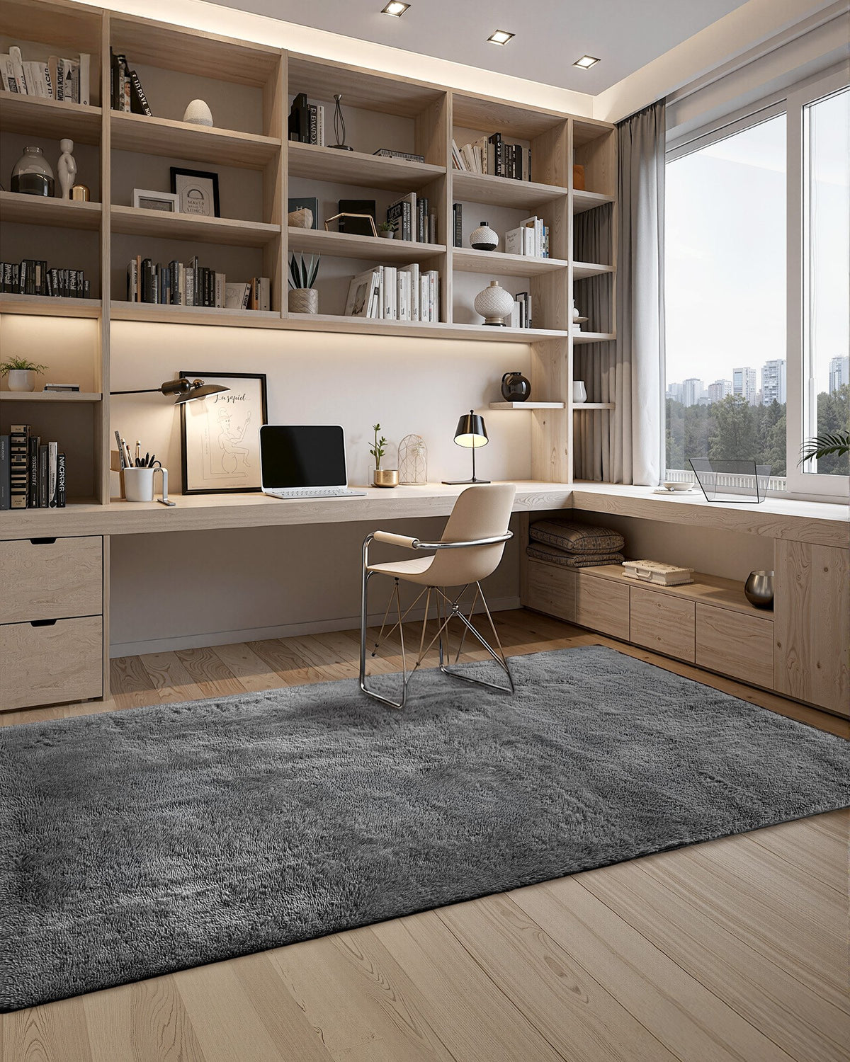 Indoor Plush Area Rug 1.52x2.44m Soft Furry Shag Non-Shedding Slip-Resistant