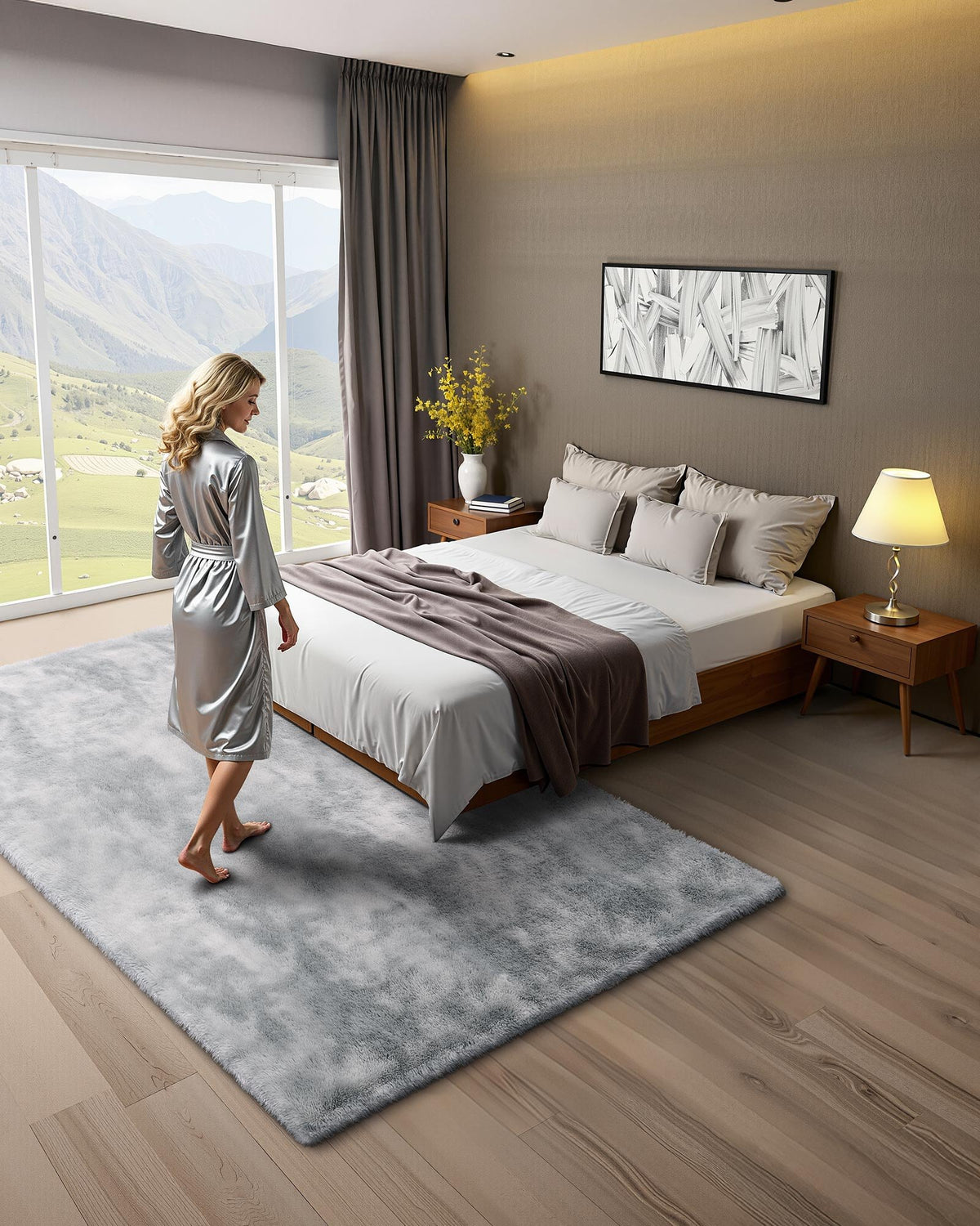 Indoor Plush Area Rug 1.83x2.74m Soft Furry Shag Non-Shedding Slip-Resistant