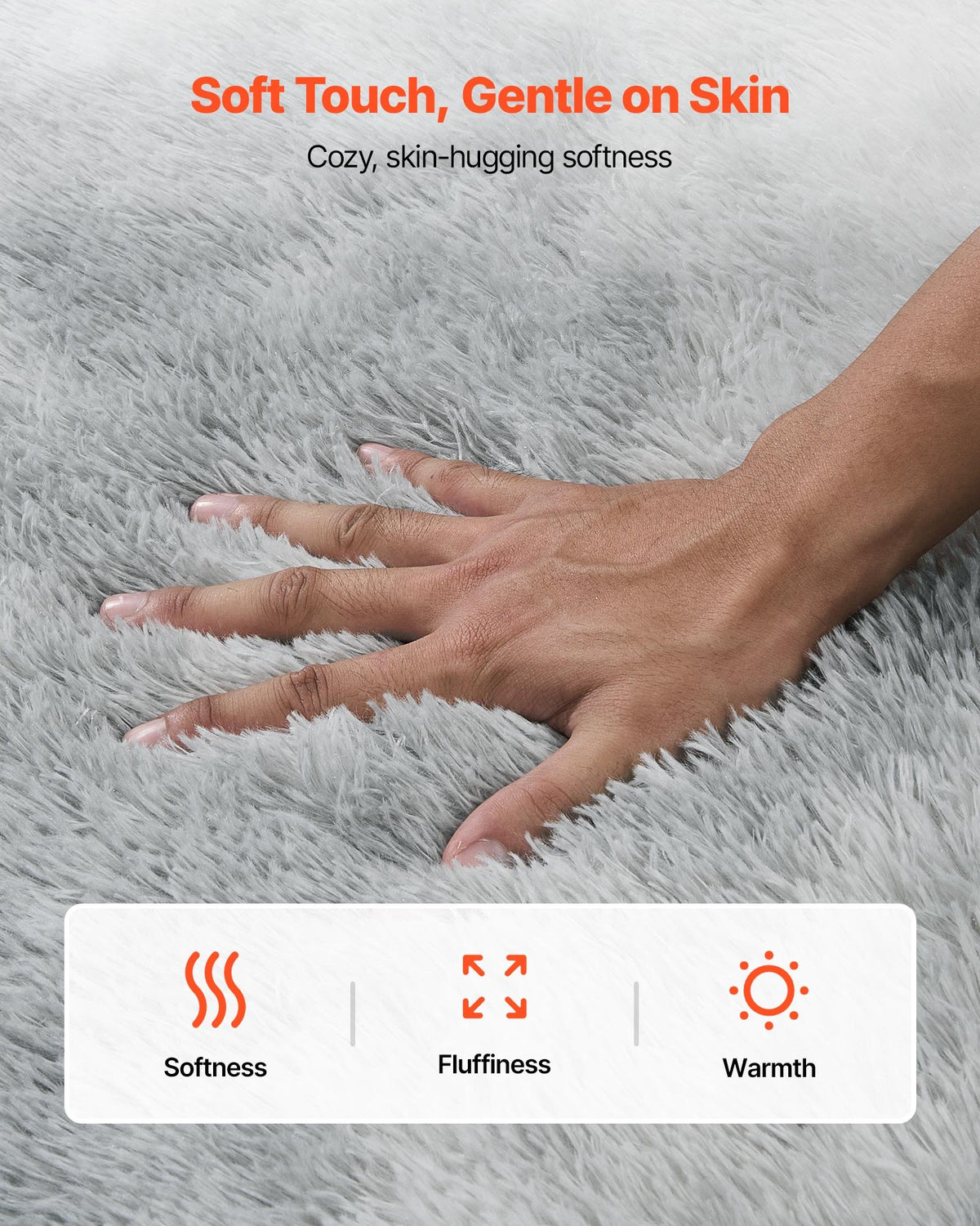Indoor Plush Area Rug 1.83x2.74m Soft Furry Shag Non-Shedding Slip-Resistant